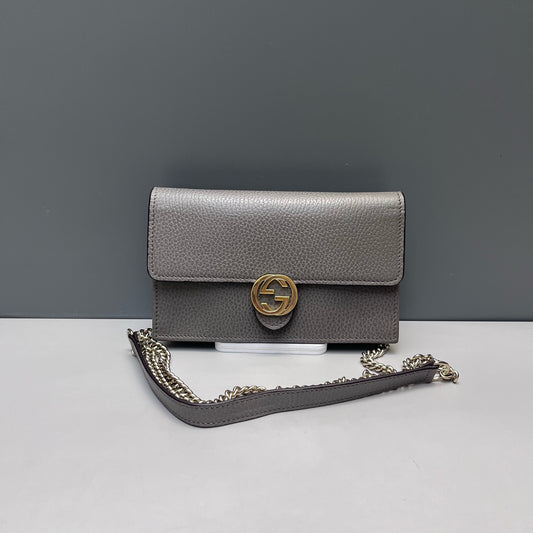 Gucci - Interlocking G Chain Wallet - Leather - Grey - (mini)