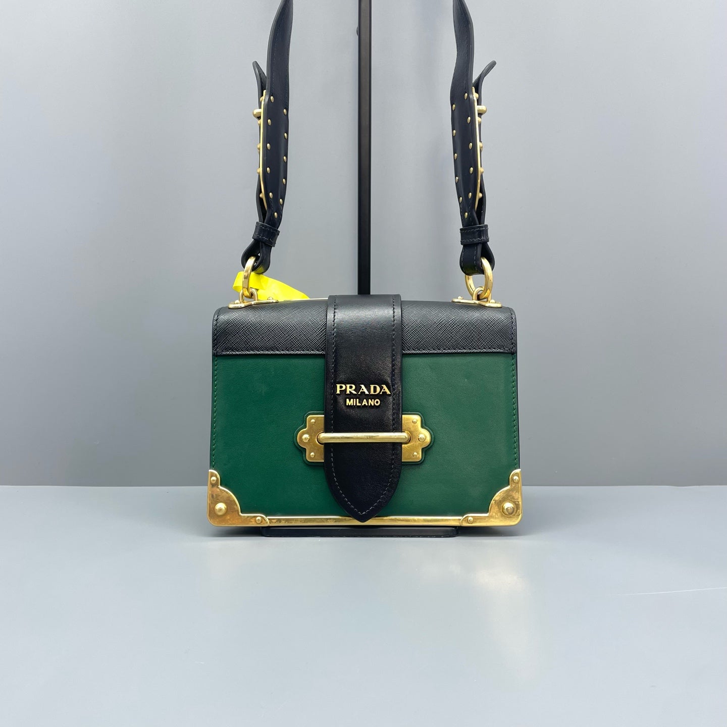 Prada - Cahier - Smooth calfskin leather with Saffiano leather accents - Green with Black accents - (mini)