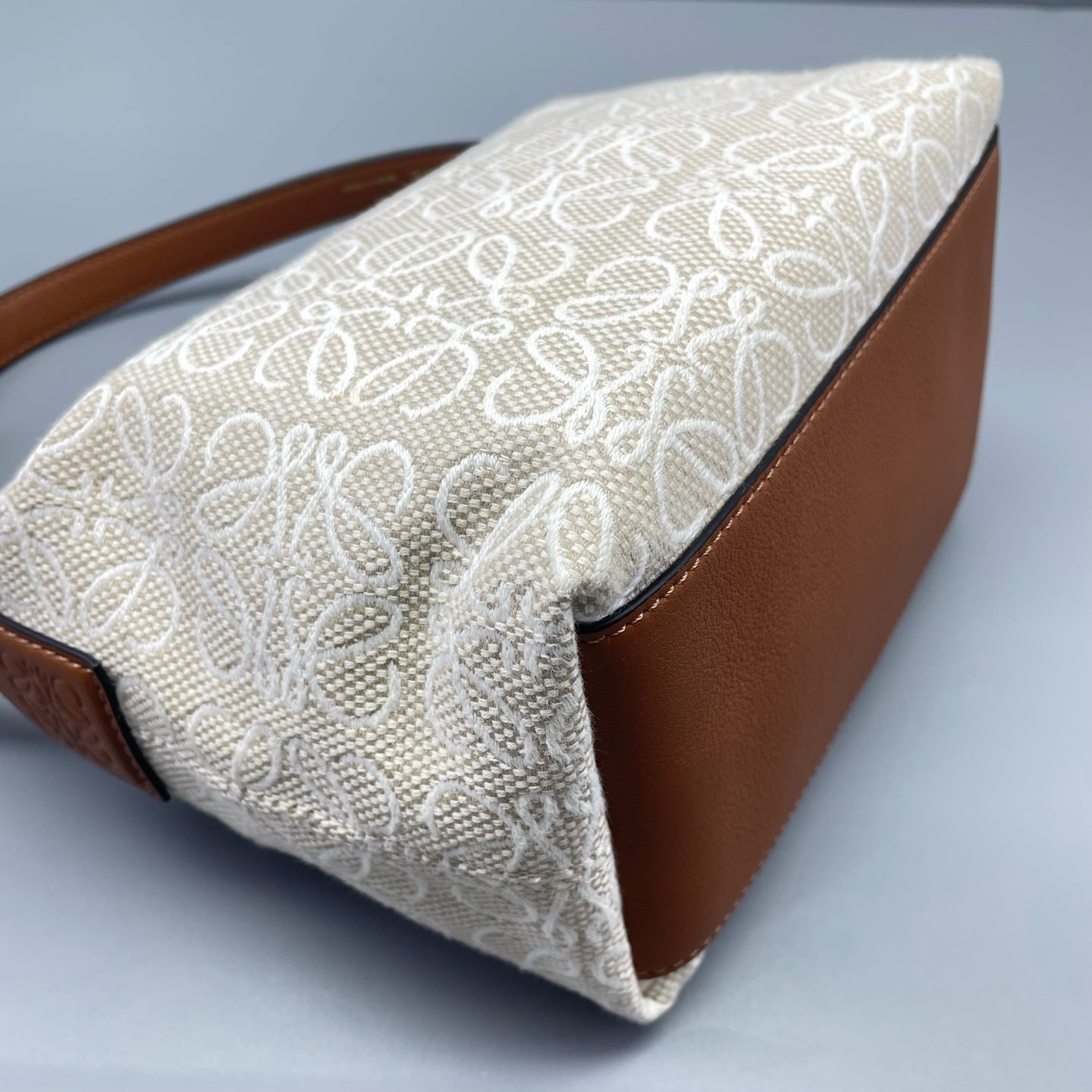 Loewe - Cubi Lunchbox Bag - Canvas and Leather - Beige with Tan Trim - (small)