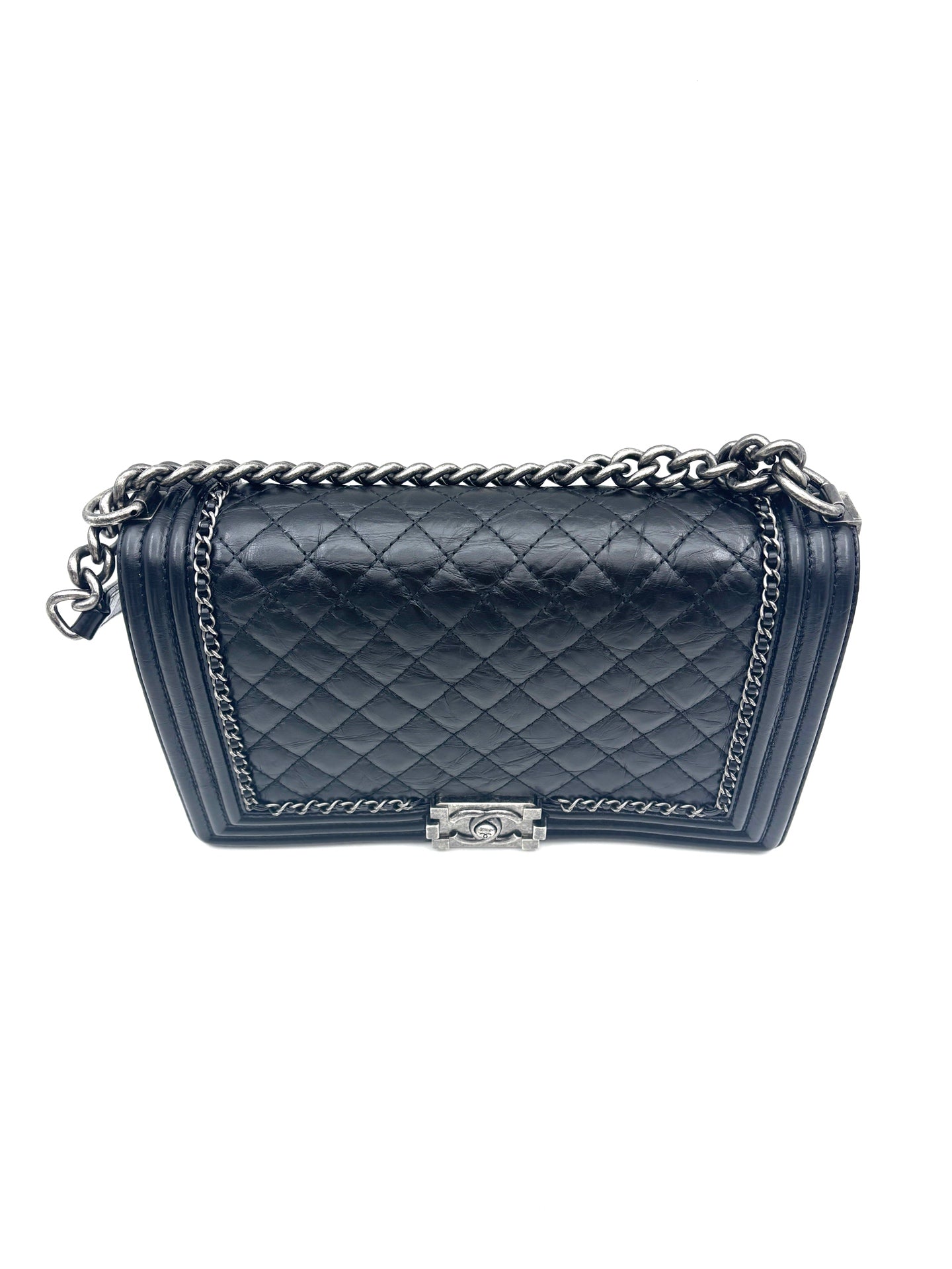 Chanel - Boy Bag - Aged calfskin leather - Black - (Medium)