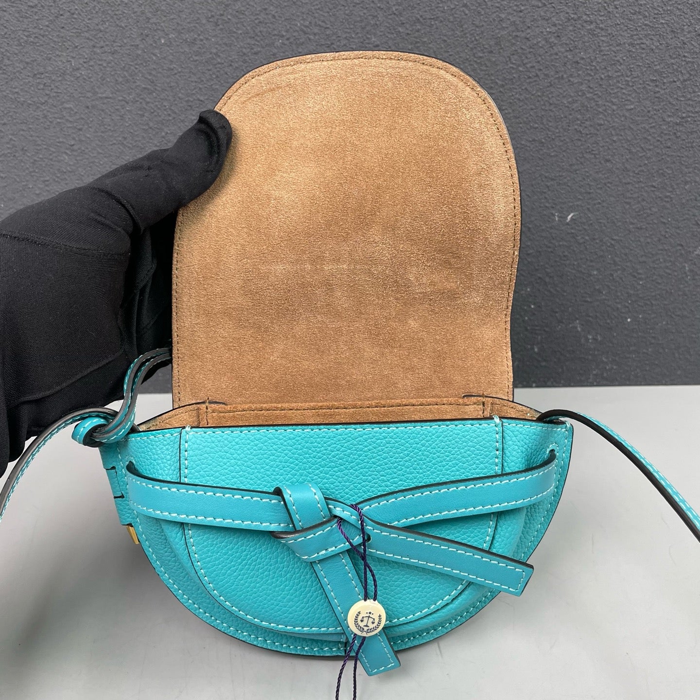 Loewe - Gate Mini Saddle Bag - Grained leather - Lake Blue - (mini)
