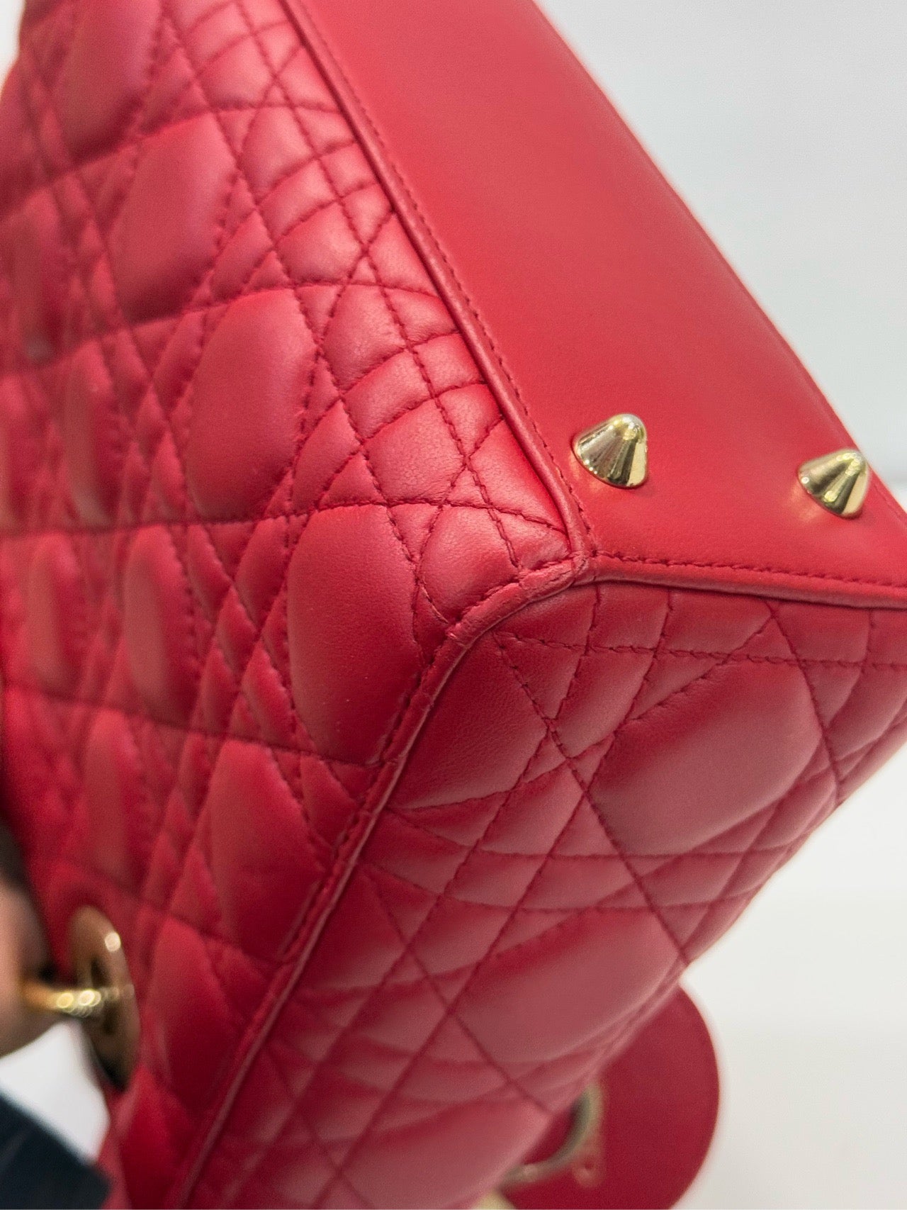 Dior - Lady Dior Mini with Badge Strap - Lambskin leather - Red - (mini)