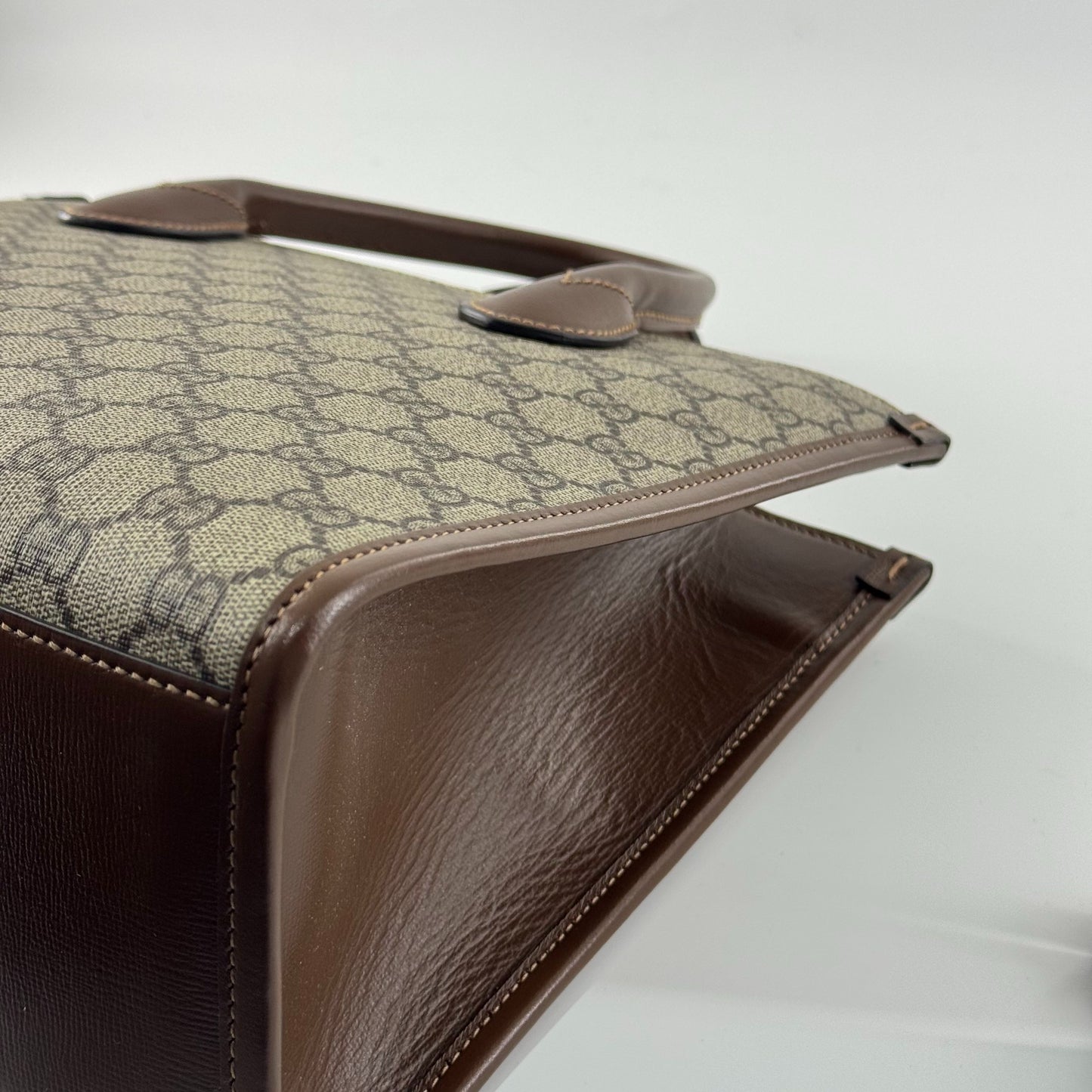 Gucci - Ophidia Small Tote Bag - GG Supreme coated canvas with leather trim - Beige and Brown - (small)