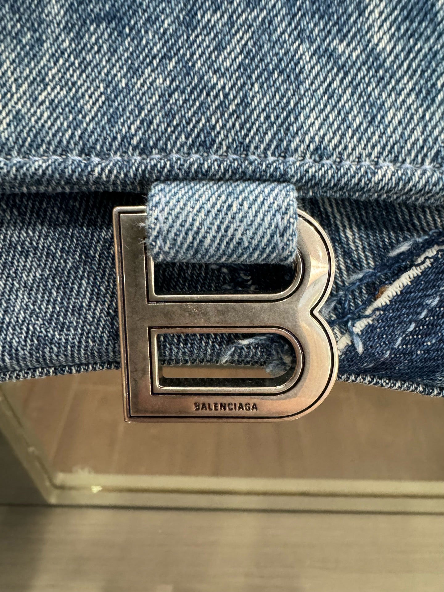 Balenciaga - Hourglass Patchwork Denim Top Handle Bag - Denim - Blue - (Small)