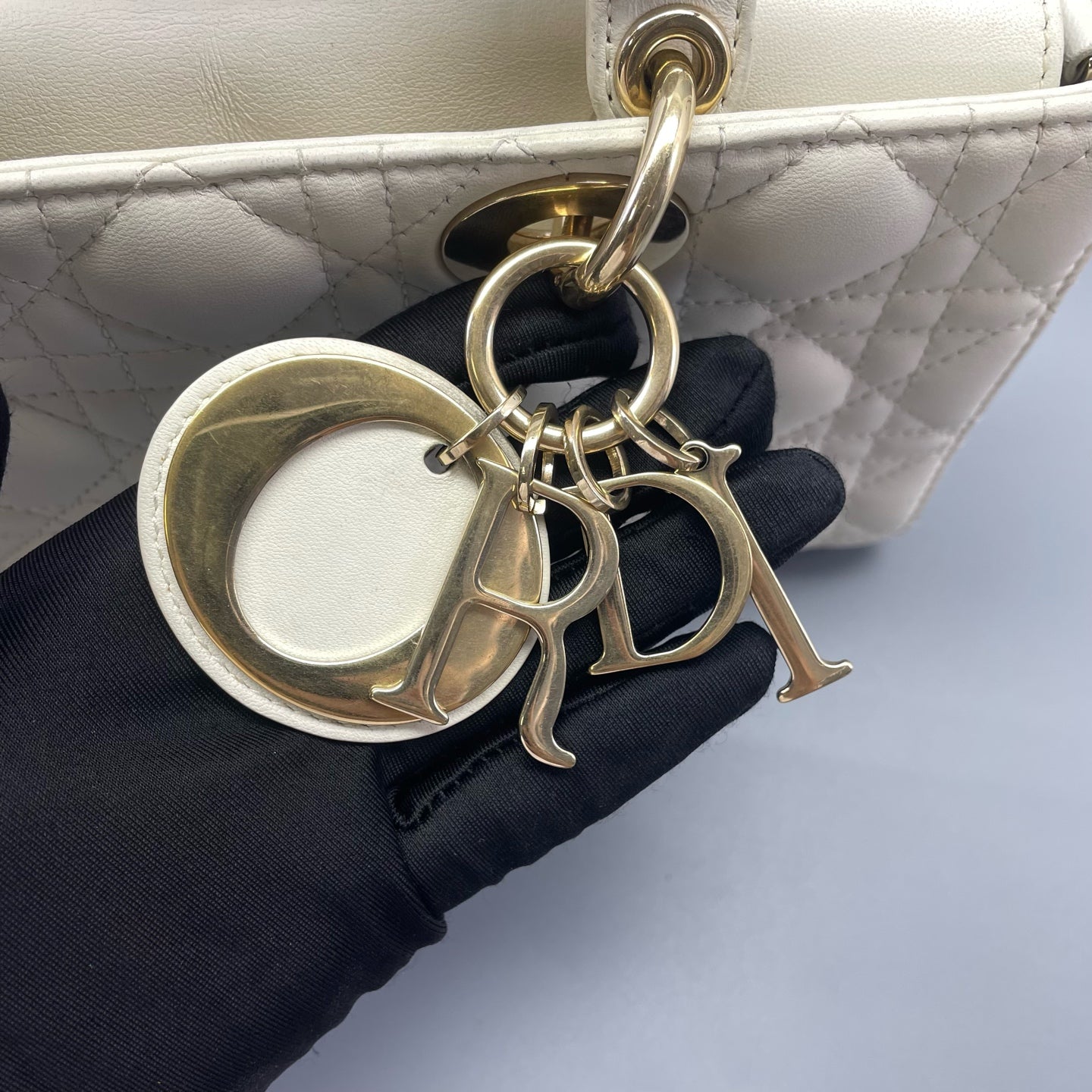 Dior - Lady Dior Horizontal - Lambskin leather - White - (small)