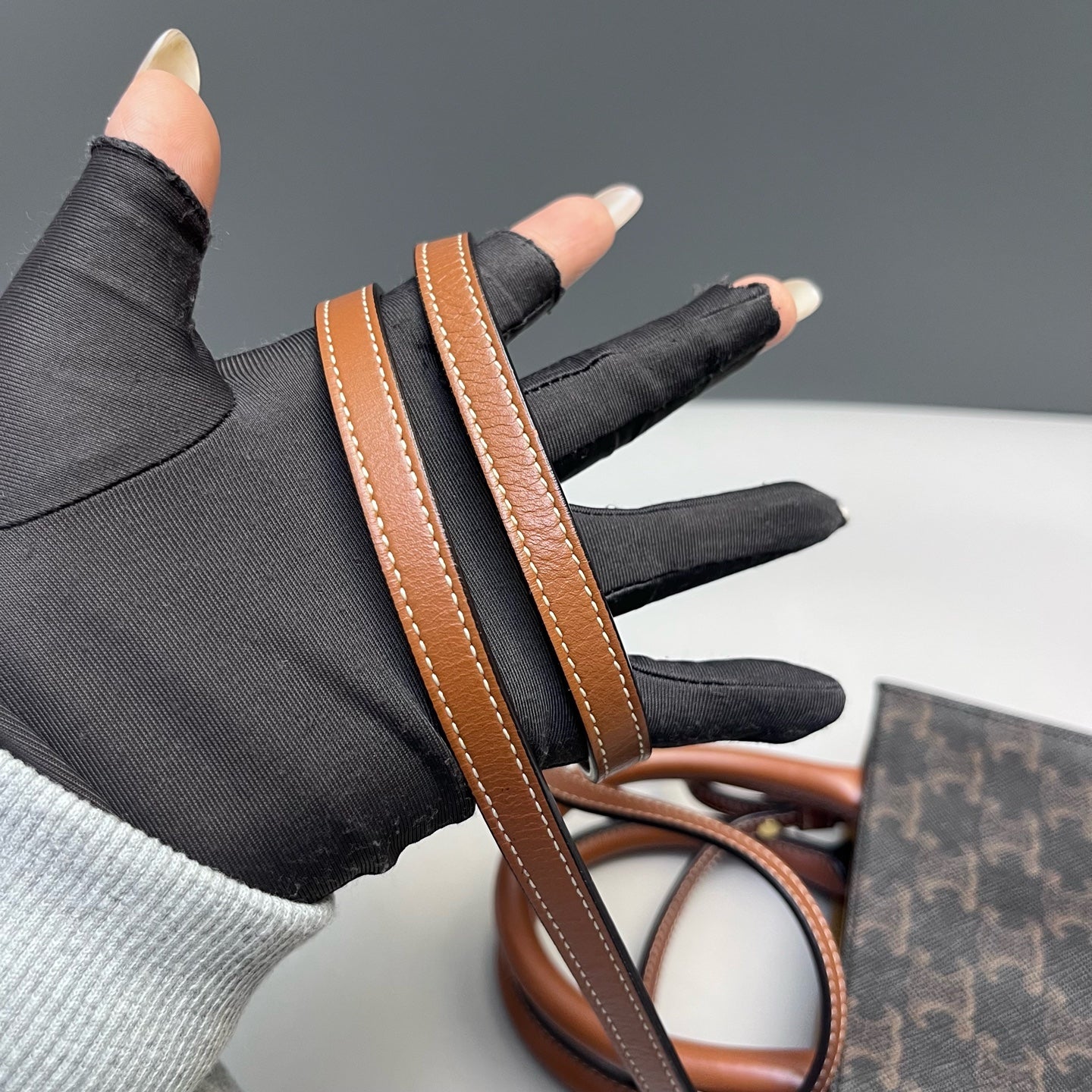 Celine - Triomphe Monogram Mini Vertical Cabas - Triomphe coated canvas with leather trim - Dark Brown - (Mini)