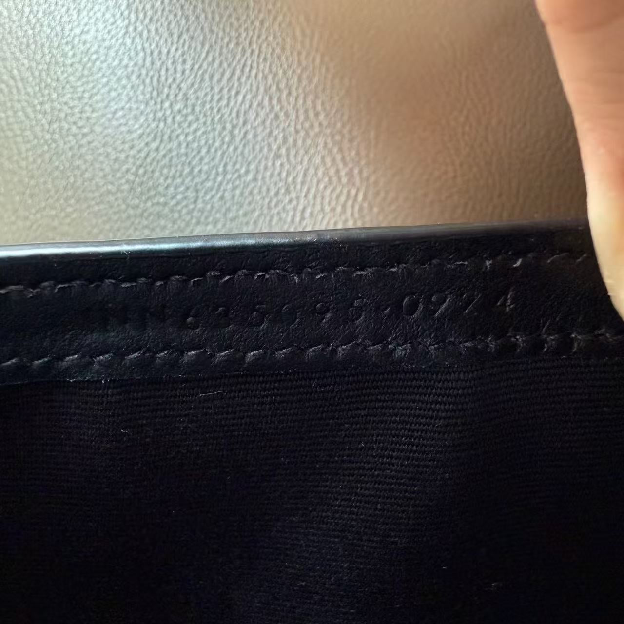 Saint Laurent - Monogram Wallet on Chain (WOC) - Calfskin leather with crocodile embossing - Black with Gold-Tone Hardware - (Mini)