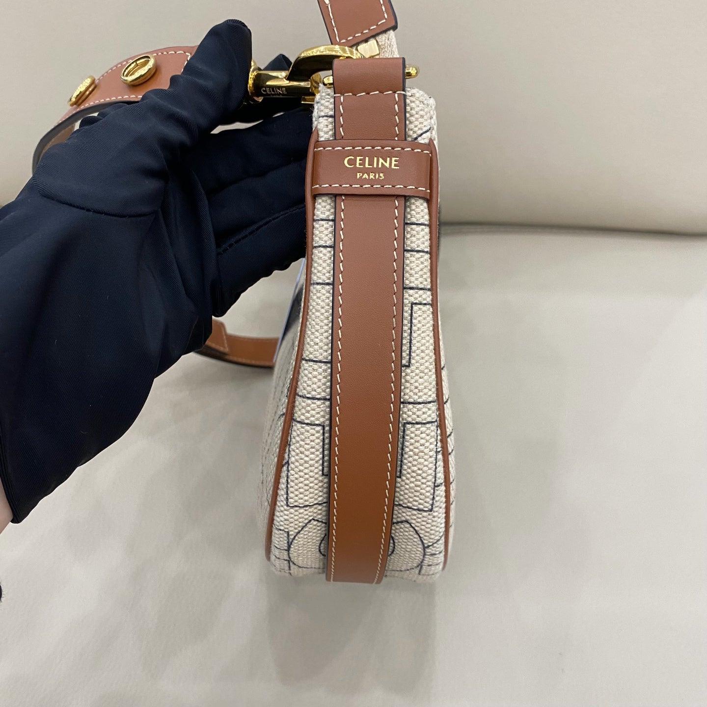 Celine - AVA Medium - Canvas with leather trim - Beige - (medium)