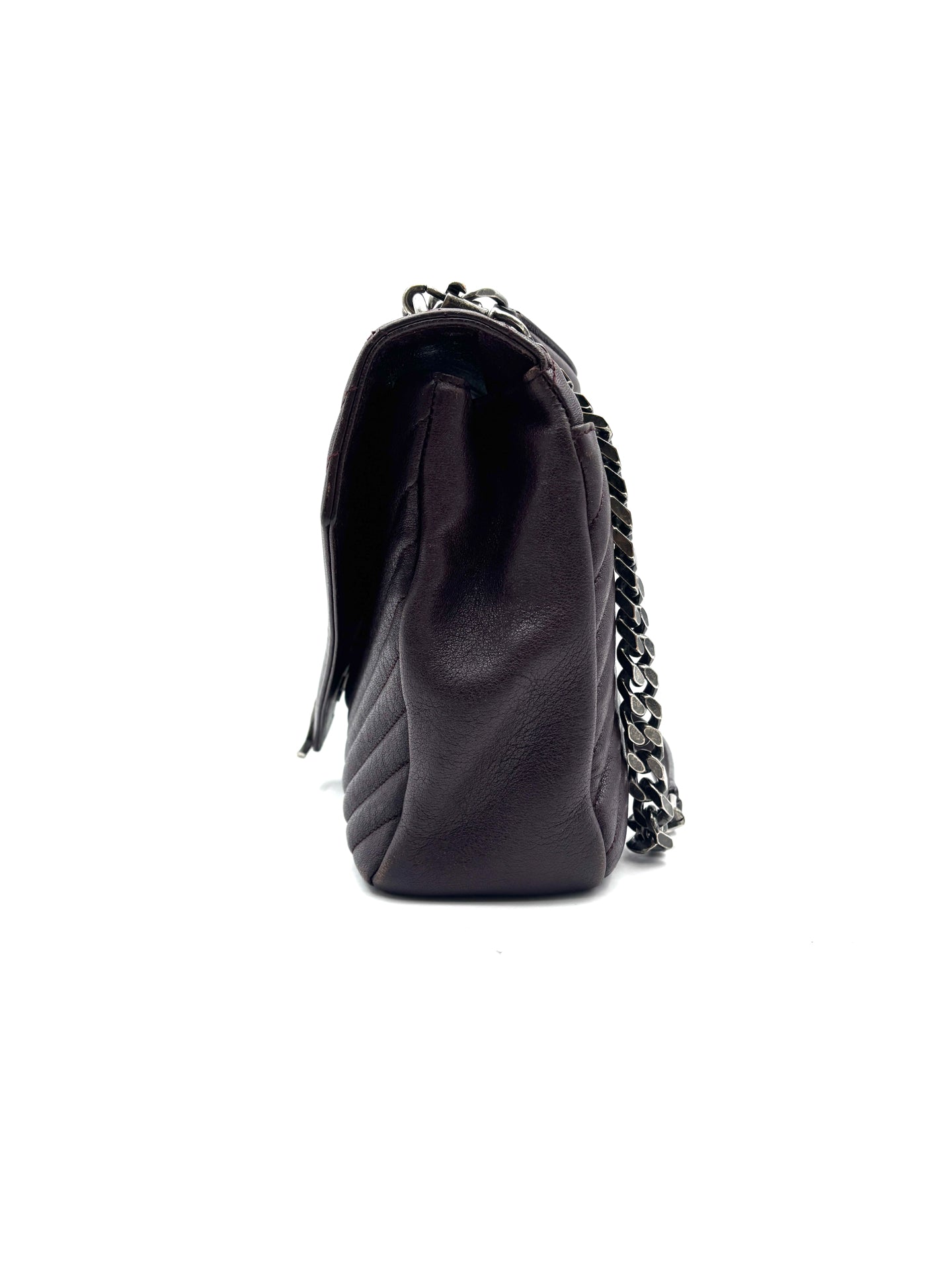Saint Laurent - Monogram Envelope Bag - Leather - Burgundy - (medium)
