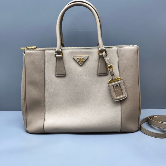 Prada - Galleria Bag (Saffiano Lux Tote) - Saffiano leather - Two-tone Beige (color-blocked) - (Large)