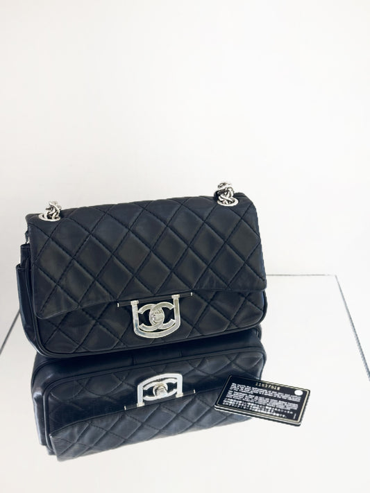 Chanel - Edinburgh Series Flap Bag - Lambskin leather - Black - (mini)