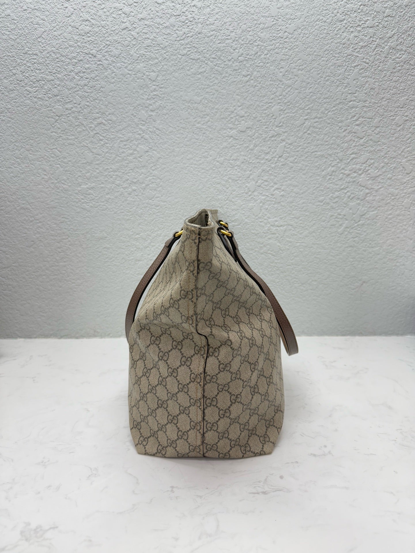 Gucci - GG Supreme Tote - Coated canvas, Leather - Beige - (medium)