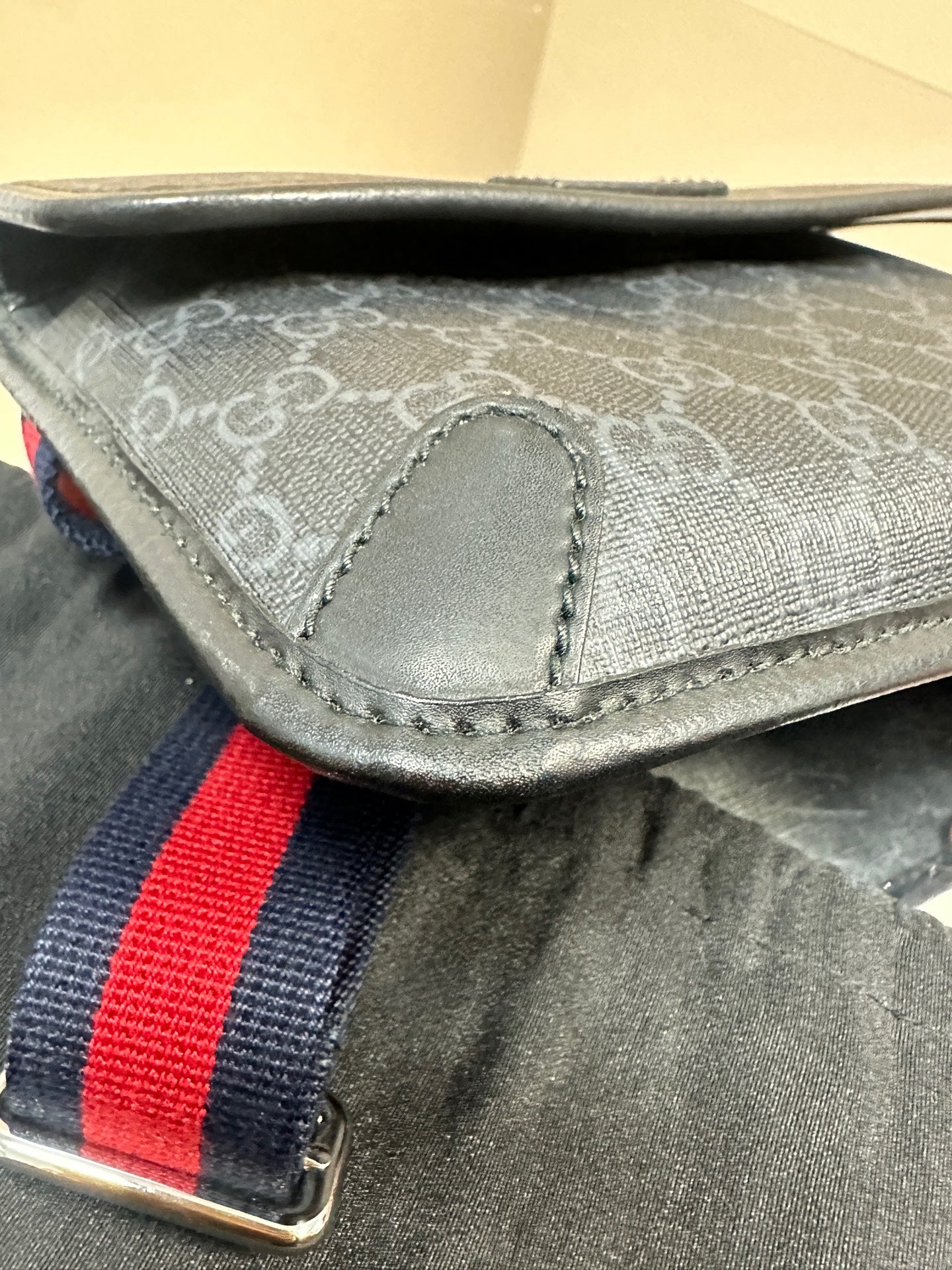 Gucci - GG Supreme Belt Bag - Coated canvas with leather trim - Black - (Small)