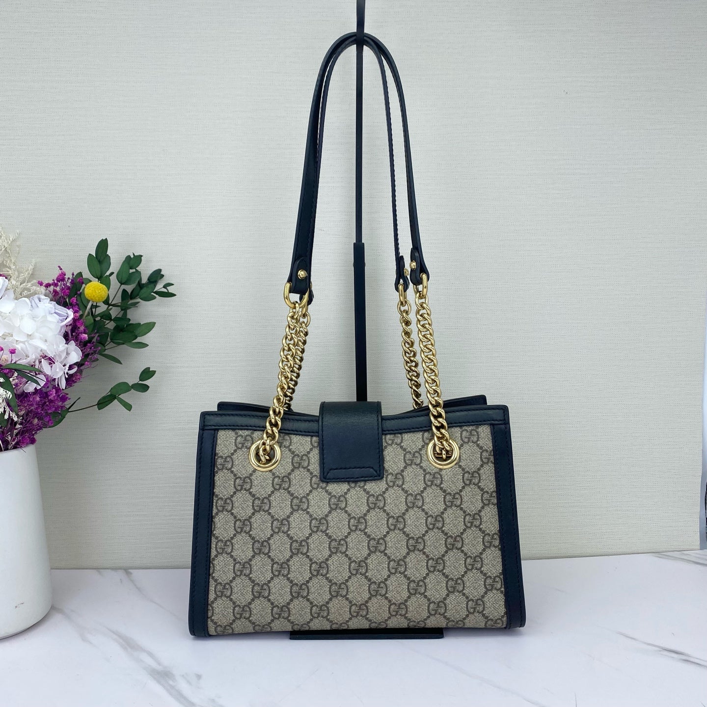 Gucci - Padlock Small Tote - GG Supreme canvas with leather trim - Black - (Small)