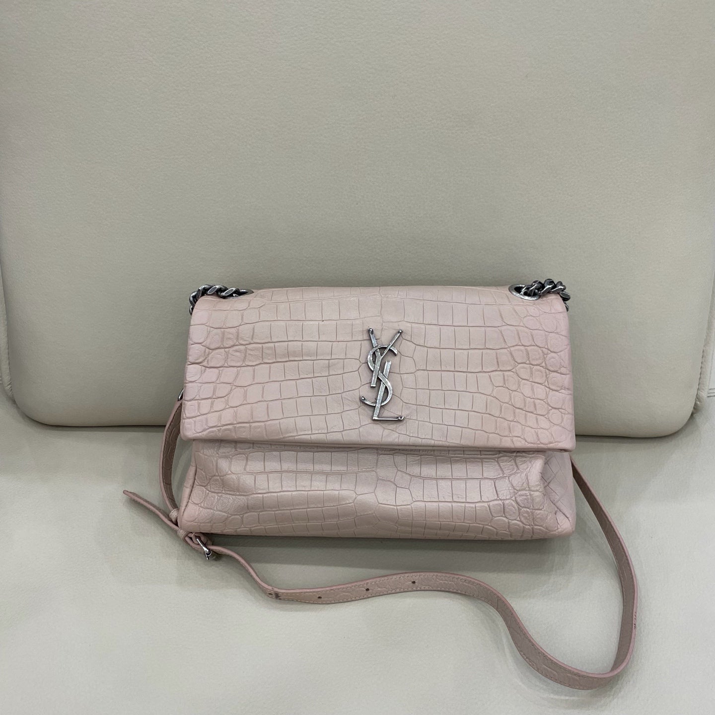 Saint Laurent - Hollywood Series Flap Bag - Crocodile embossed leather - Pink - (Medium)