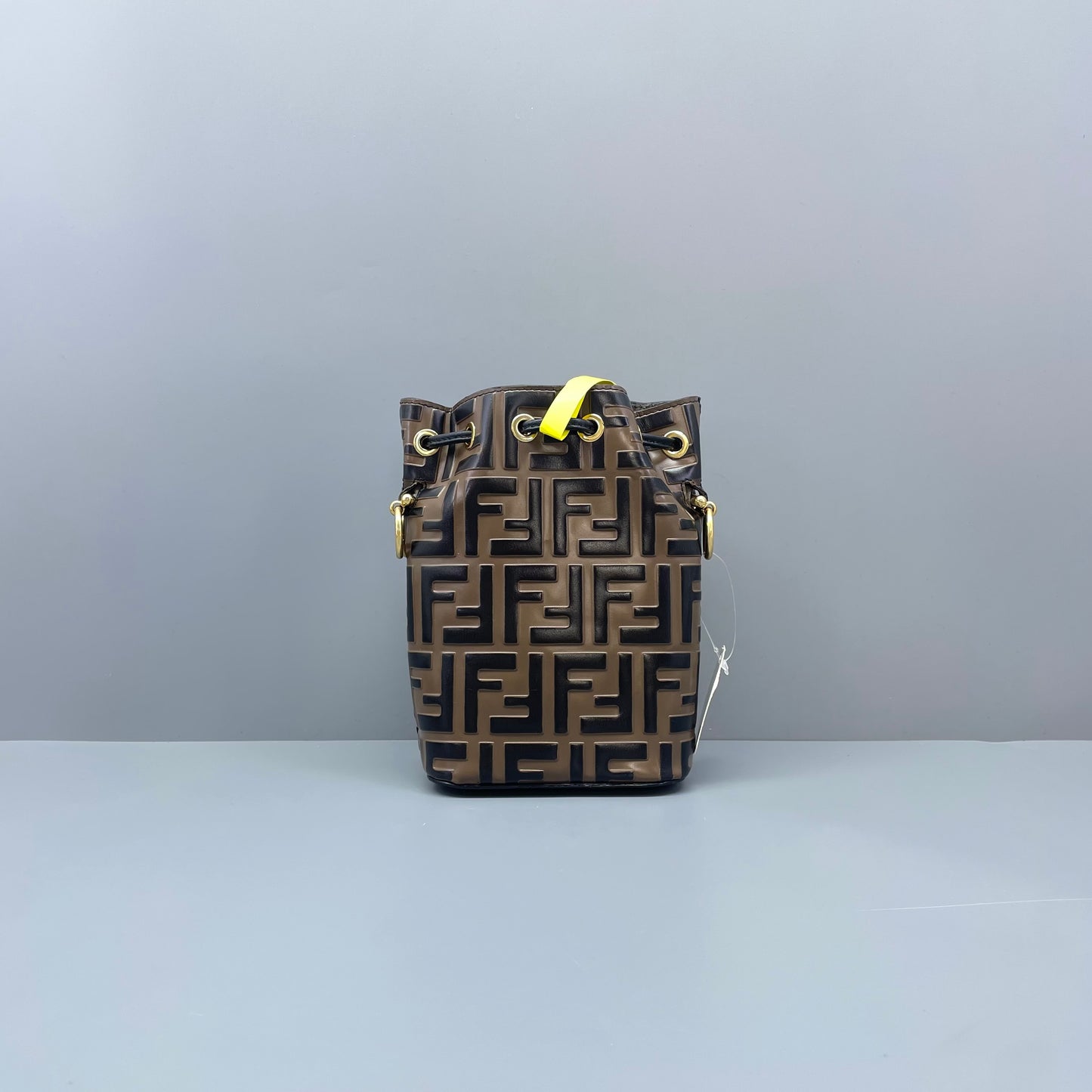 Fendi - Mini Bucket Bag with FF Monogram - Coated canvas with leather trim - Brown - (mini)