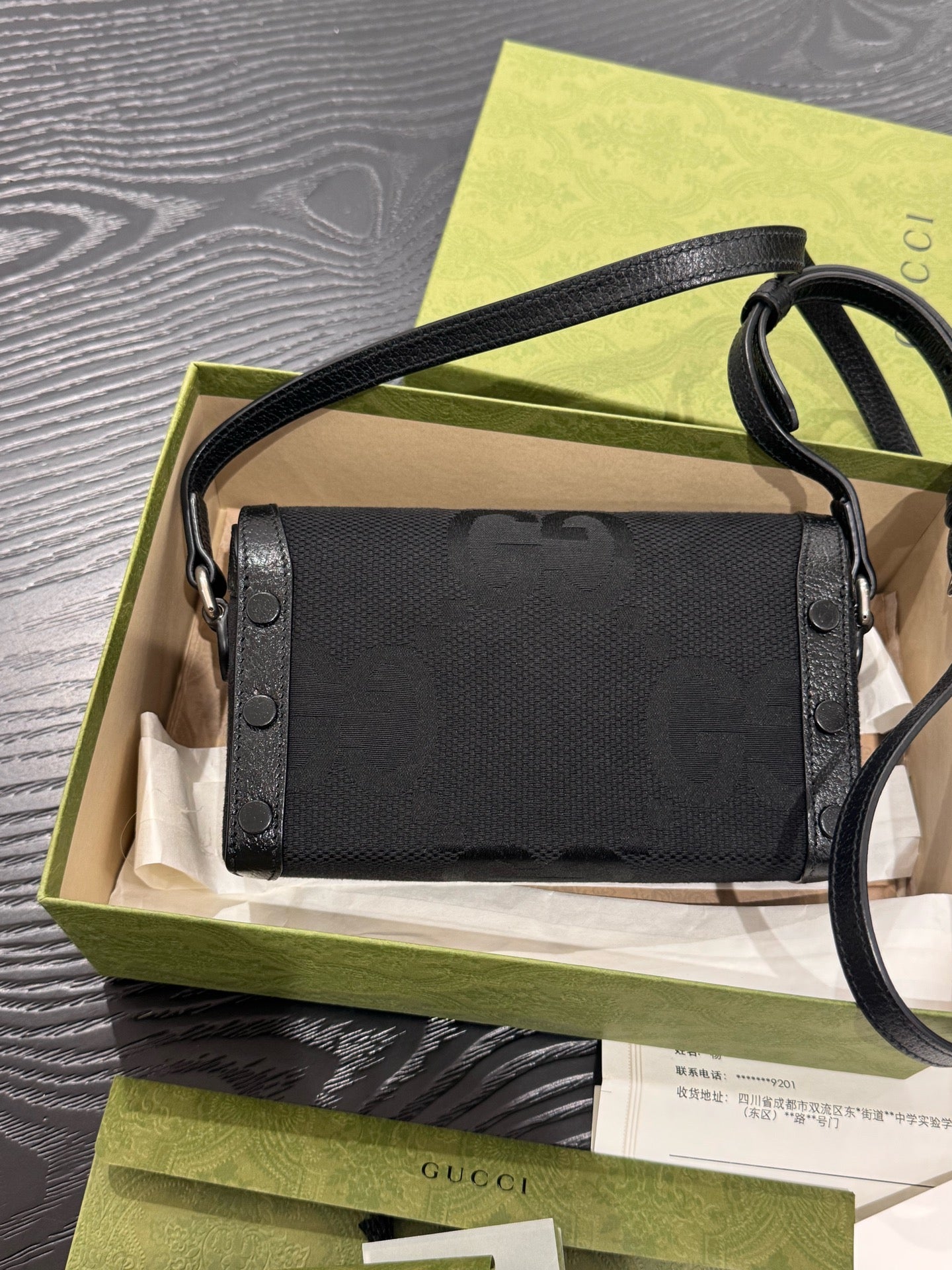 Gucci - 1955 Horsebit Super Mini Bag - GG canvas with leather trim - Black - (mini)