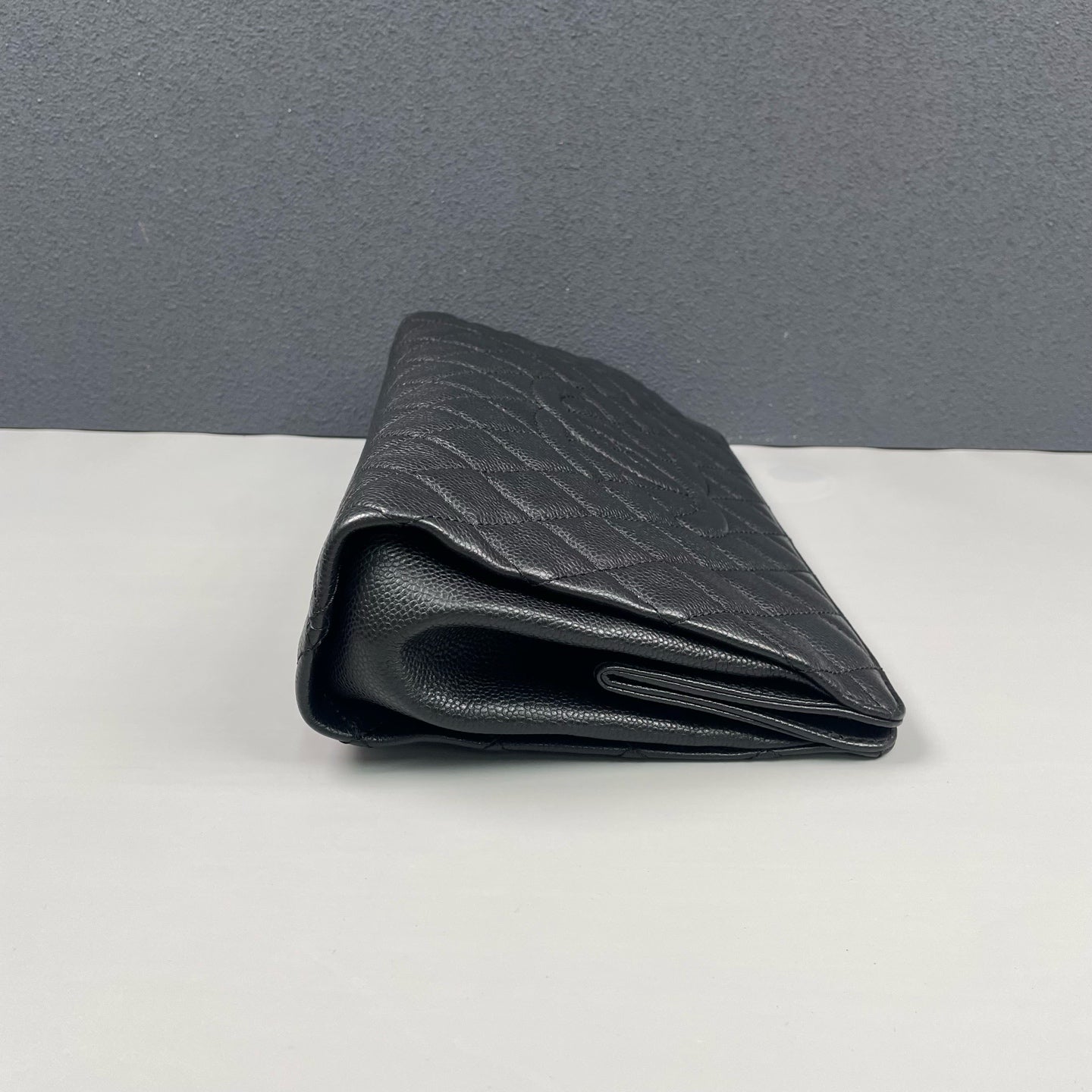 Chanel - Classic Quilted Clutch - Grained Calfskin Leather - Black - (Large)