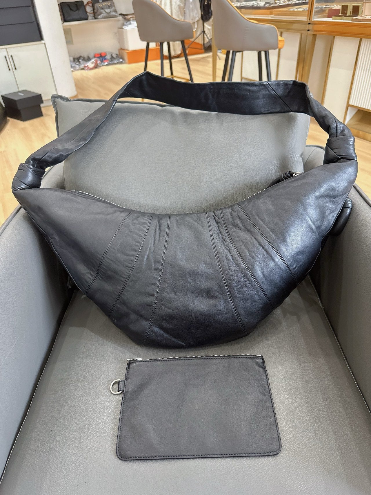 Lemaire - Croissant Bag - Lambskin leather - Black - (Large)