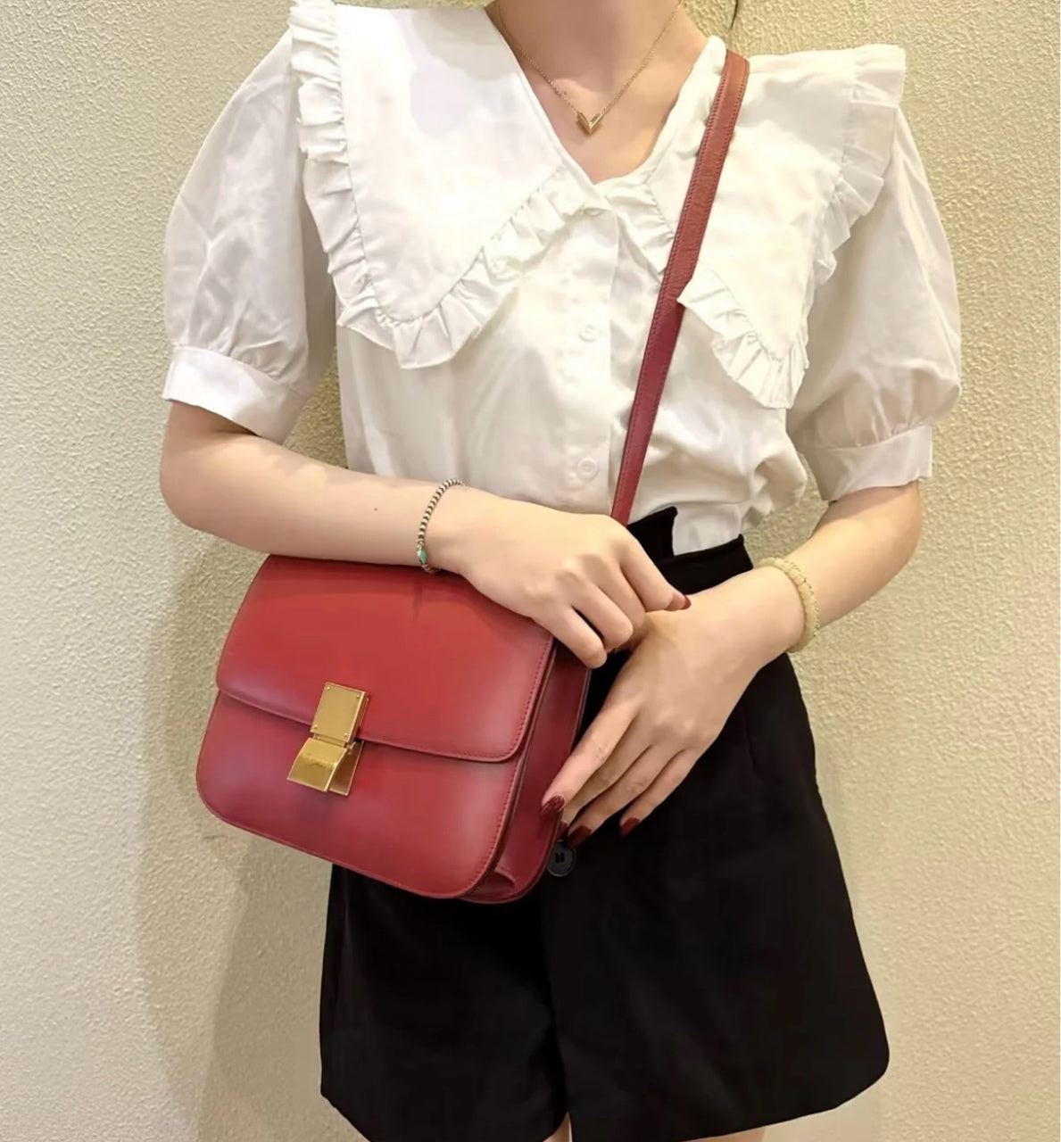 Celine - Classic Box - Leather - Red - (Medium)