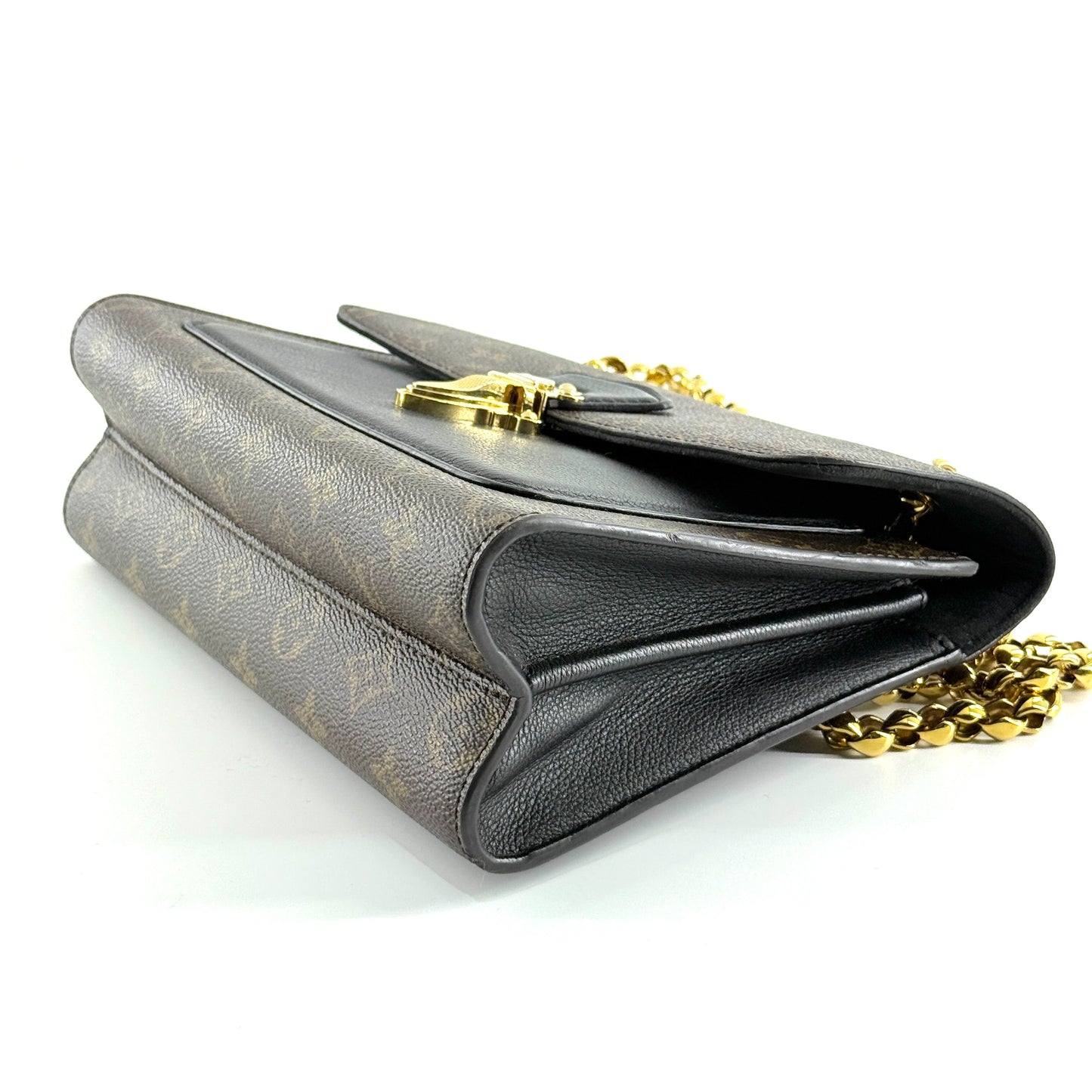 Louis Vuitton - Victoire - Monogram coated canvas with grained leather trim and accents - Brown and Black with Gold-Tone Hardware - (small)