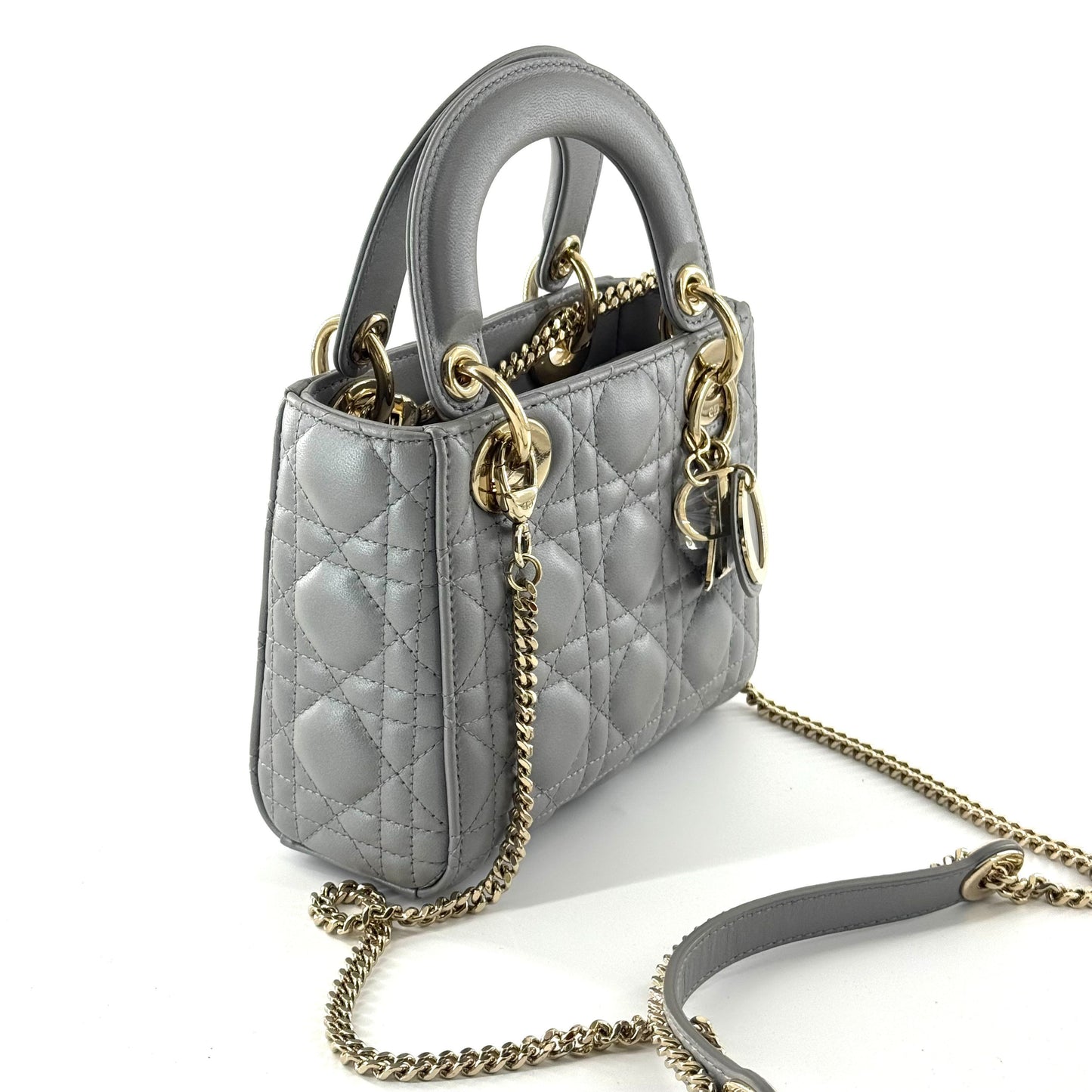 Dior - Lady Dior Mini - Lambskin leather - Grey - (mini)