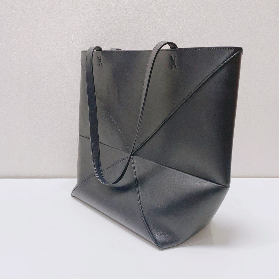 Loewe - Puzzle Fold Tote - Calfskin leather - Black - (Medium)
