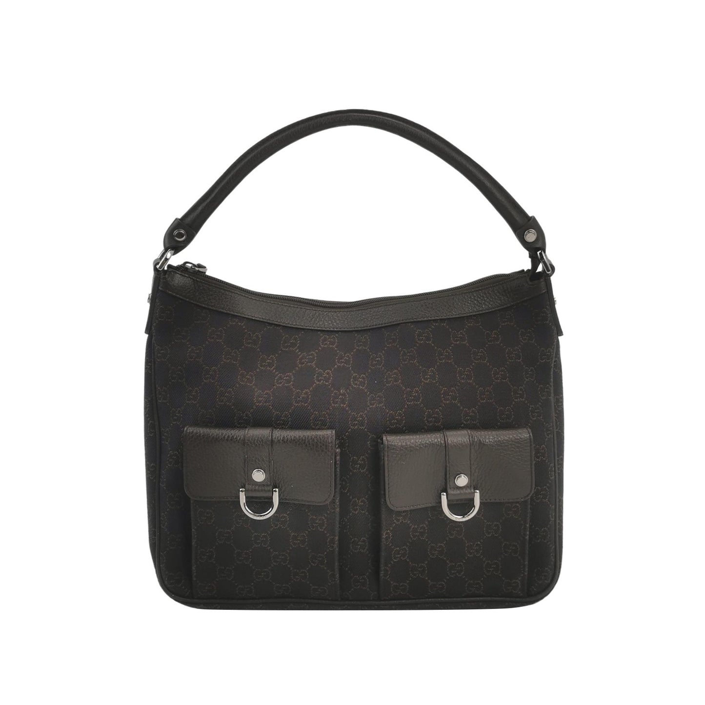Gucci - GG Canvas Shoulder Bag - GG Monogram Canvas with Leather Trim - Brown - (medium)