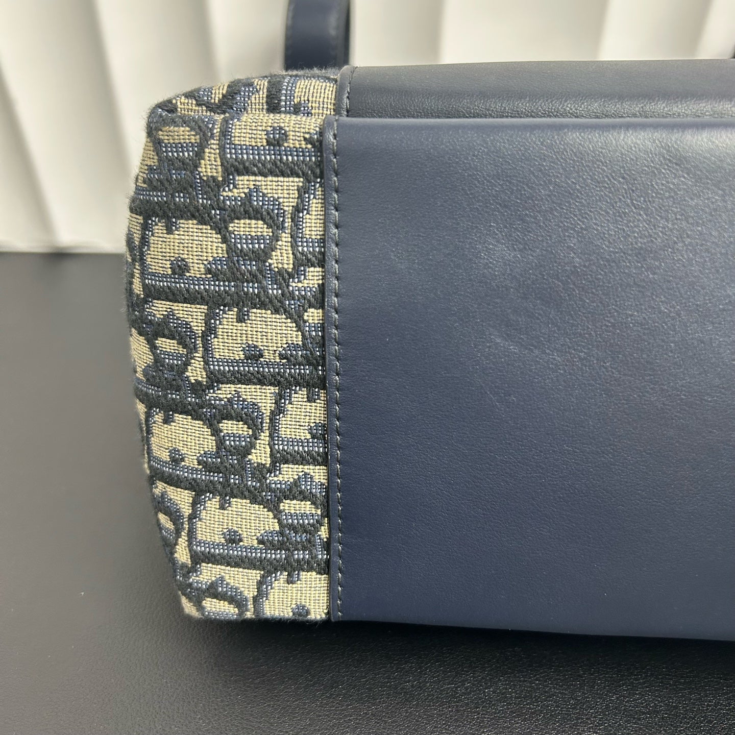 Dior - Signature Series Basket Tote Bag Small - Cotton canvas and cow leather - Navy - (small)