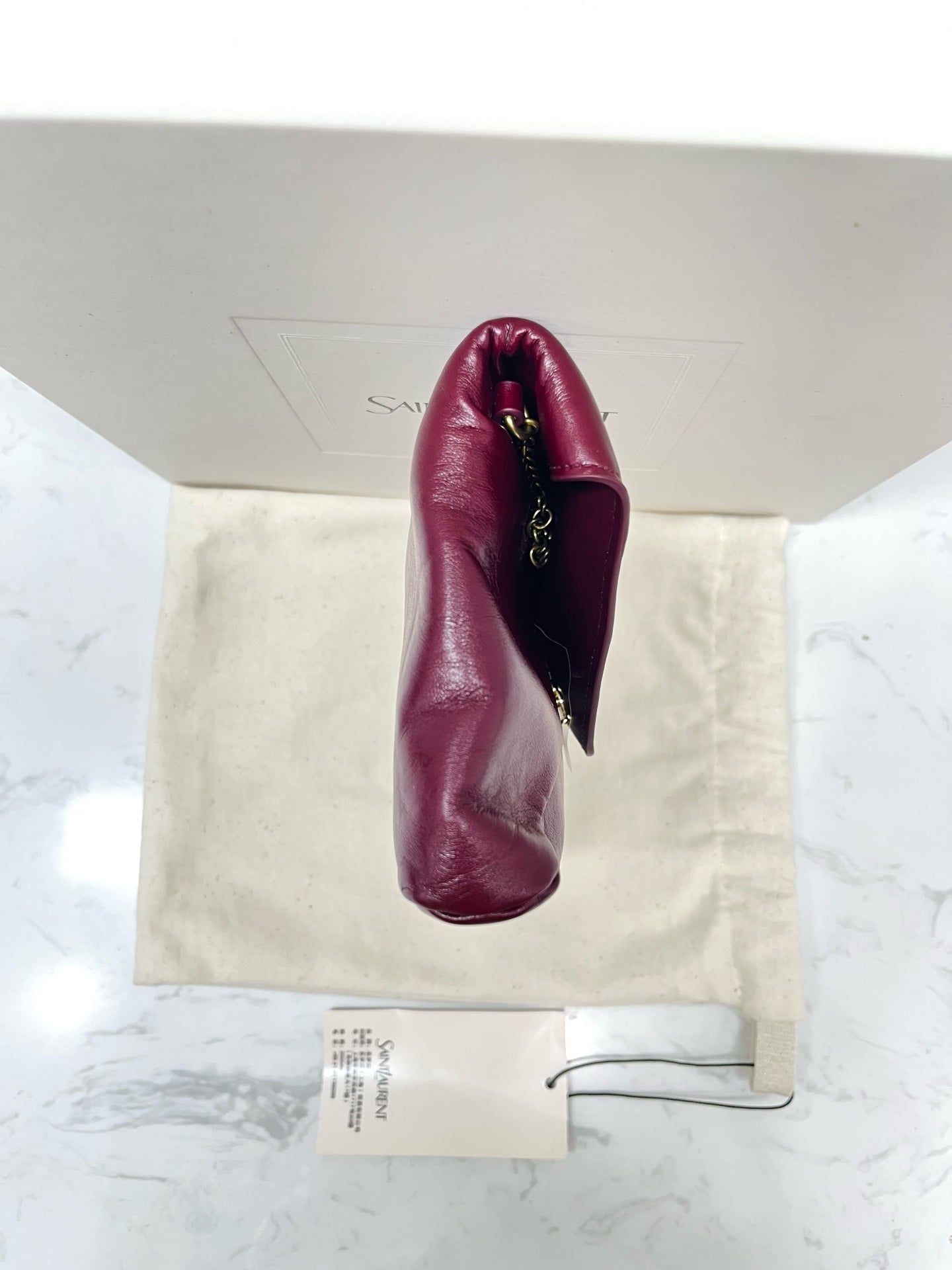 Saint Laurent - Envelope Chain Wallet - Leather - Burgundy - (mini)