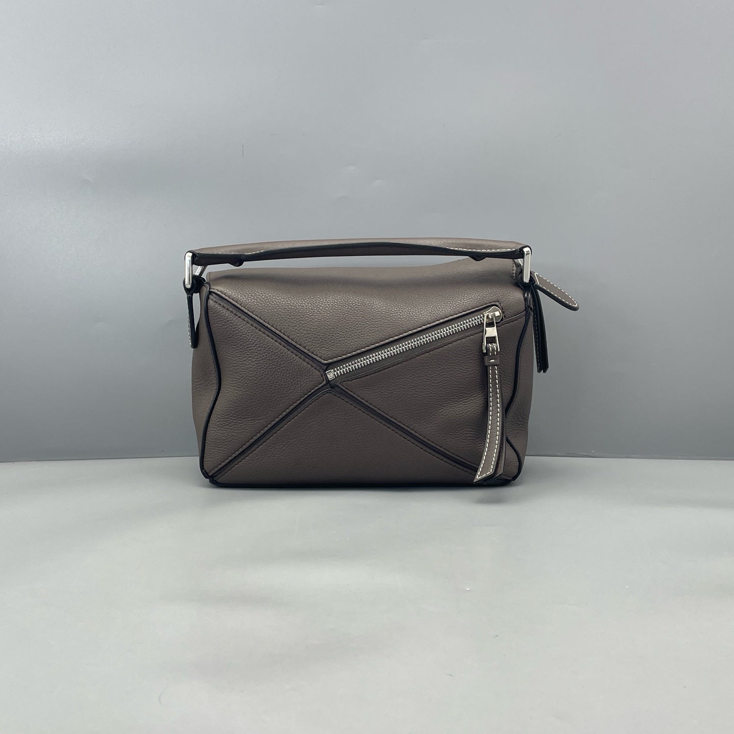 Loewe - Puzzle Small - Pebbled calfskin leather - Grey-brown - (small)