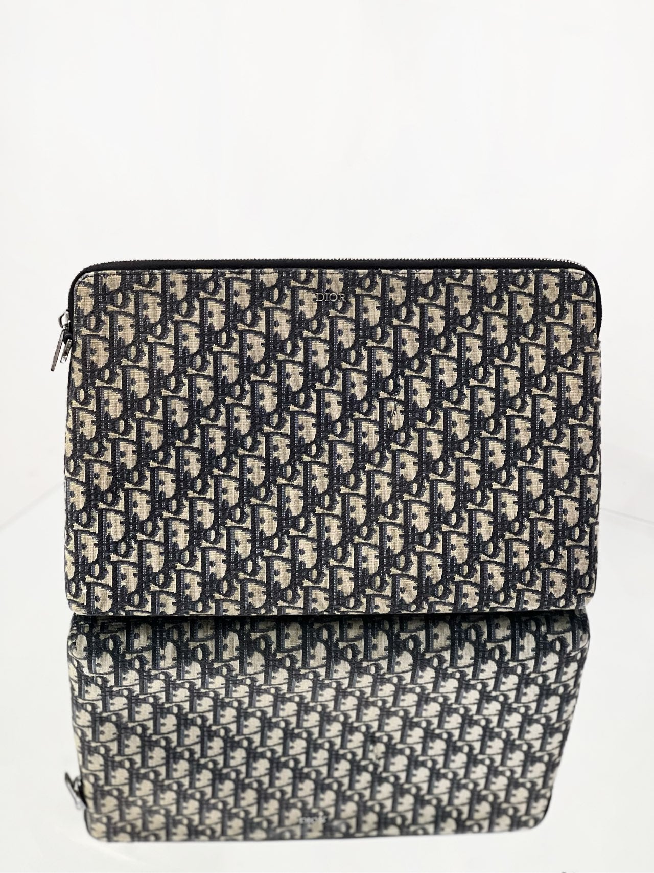 Dior - Dior Oblique Pouch - Canvas - Blue and Beige - (Large)