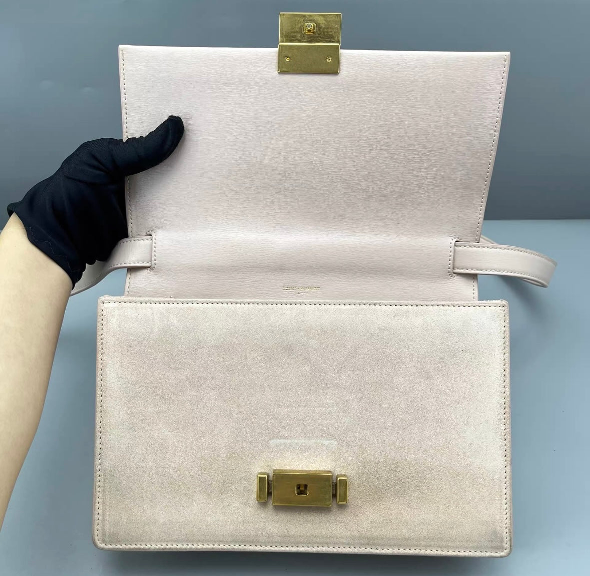 Saint Laurent - Carré Satchel - Leather and Suede - Pink - (Small)