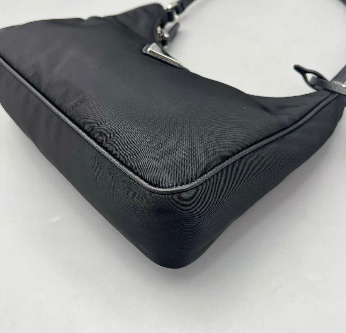 Prada - Re-Edition 2005 Hobo Bag - Re-Nylon with Saffiano leather trim - Black with Silver-Tone Hardware - (Mini)