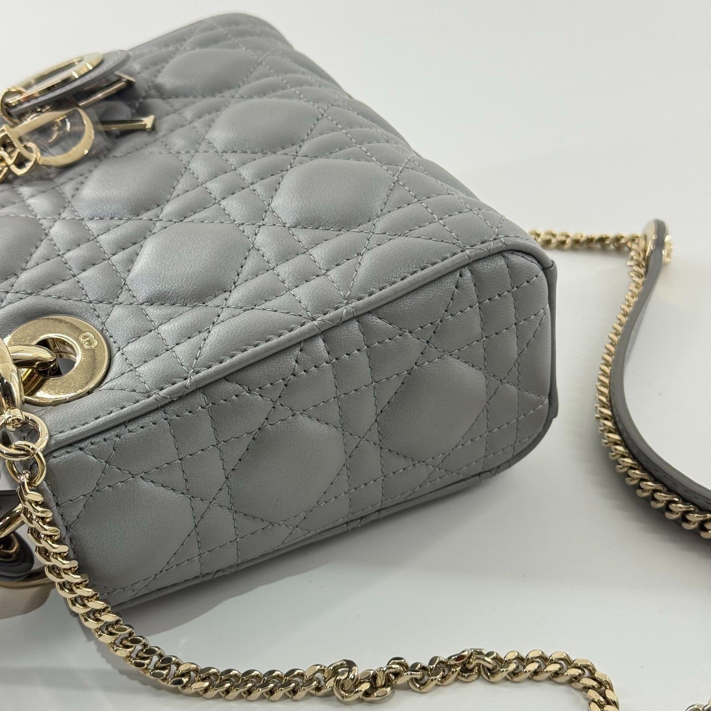 Dior - Lady Dior Mini - Lambskin leather - Grey - (mini)