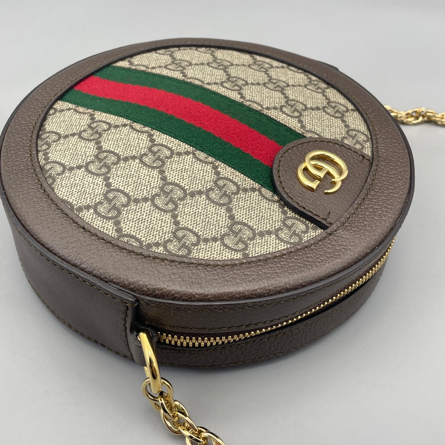 Gucci - Ophidia Round Mini Bag - GG Supreme canvas with leather trim - Brown - (mini)