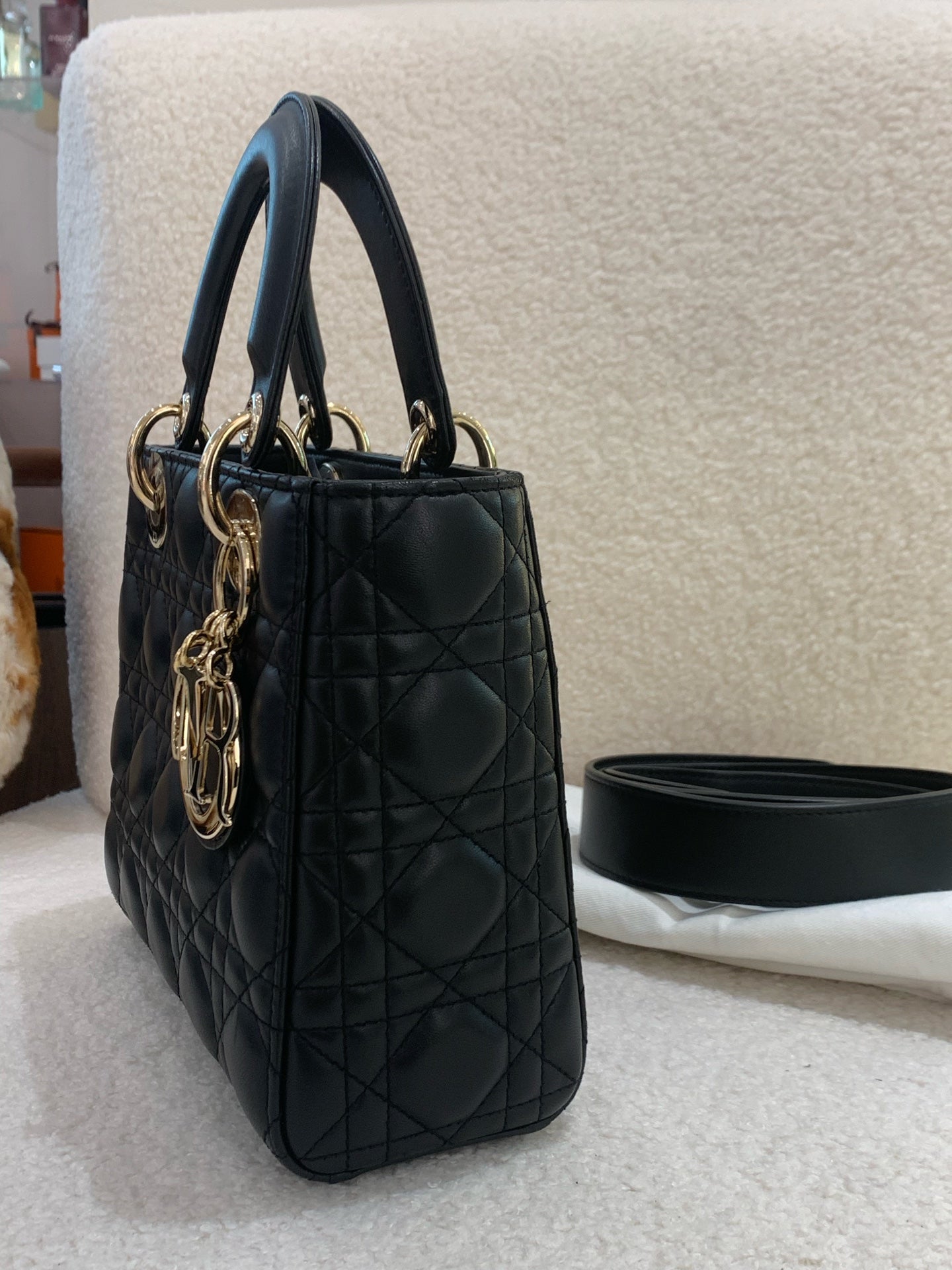 Dior - Lady Dior Small - Lambskin leather - Black - (Small)