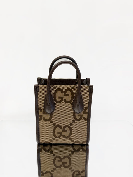 Gucci - Retro Monogram Mini Tote - Coated canvas with leather trim - Brown - (mini)