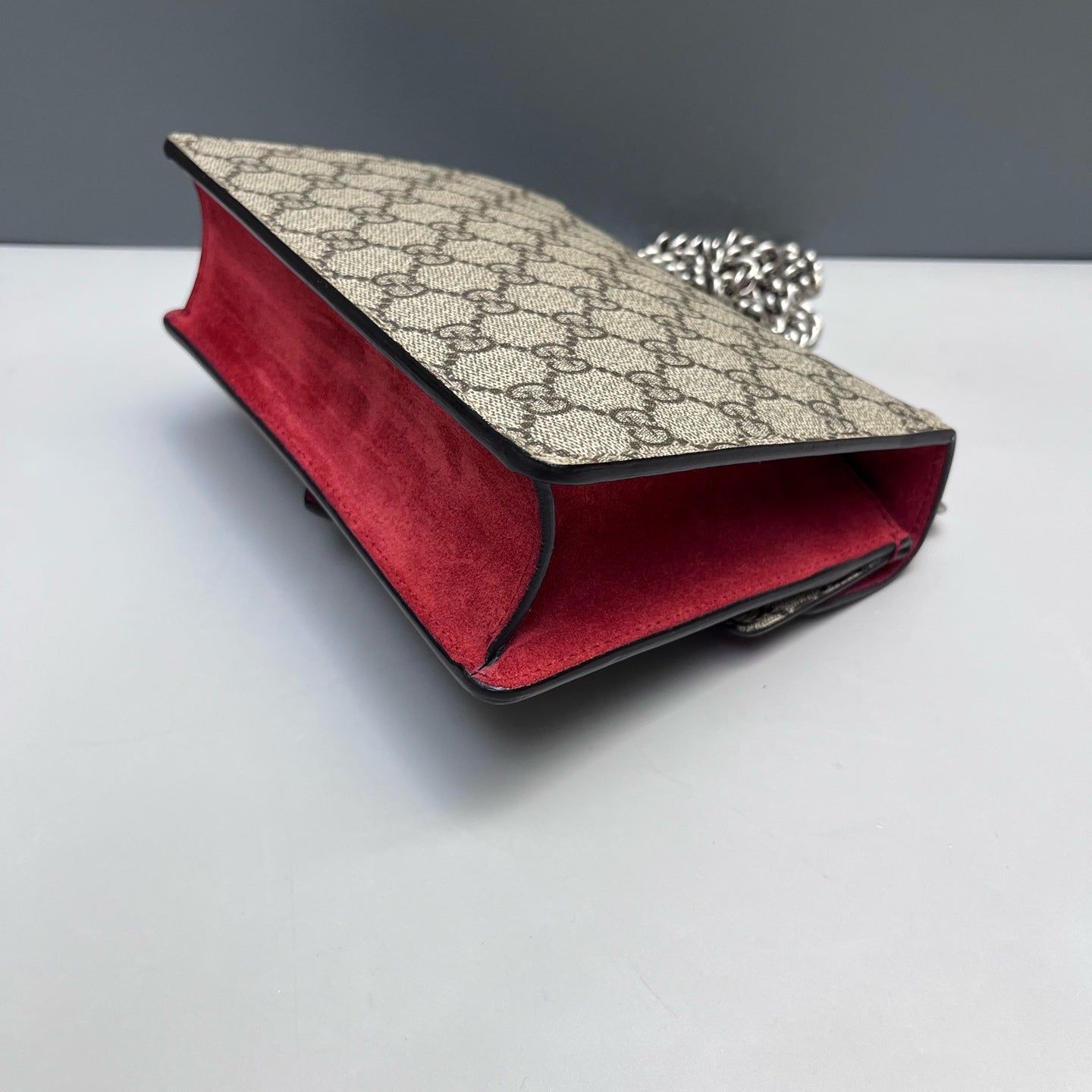 Gucci - Dionysus Chain Bag - GG Supreme canvas and suede leather - Beige, Brown and Red - (Small)