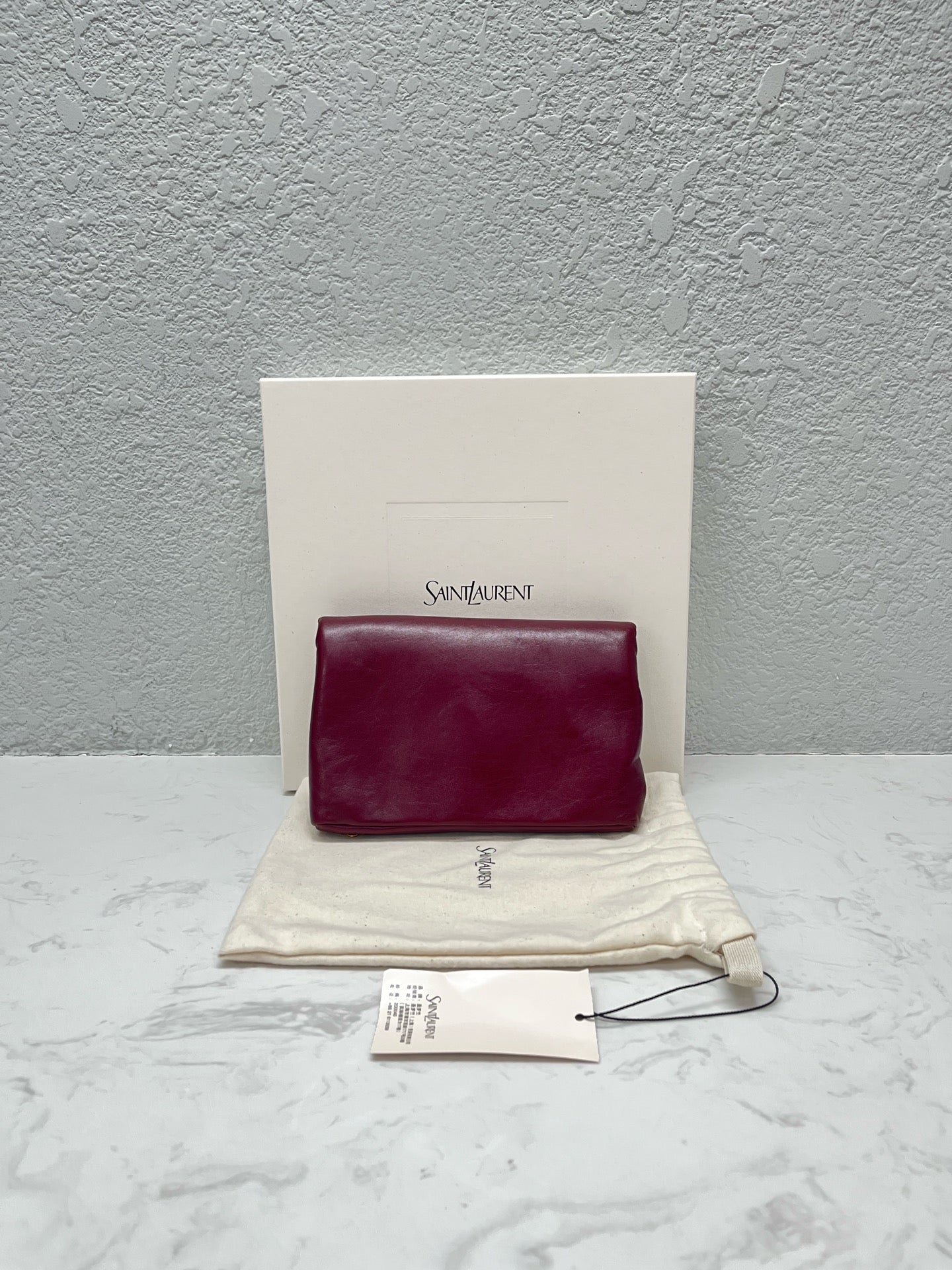 Saint Laurent - Envelope Chain Wallet - Leather - Burgundy - (mini)