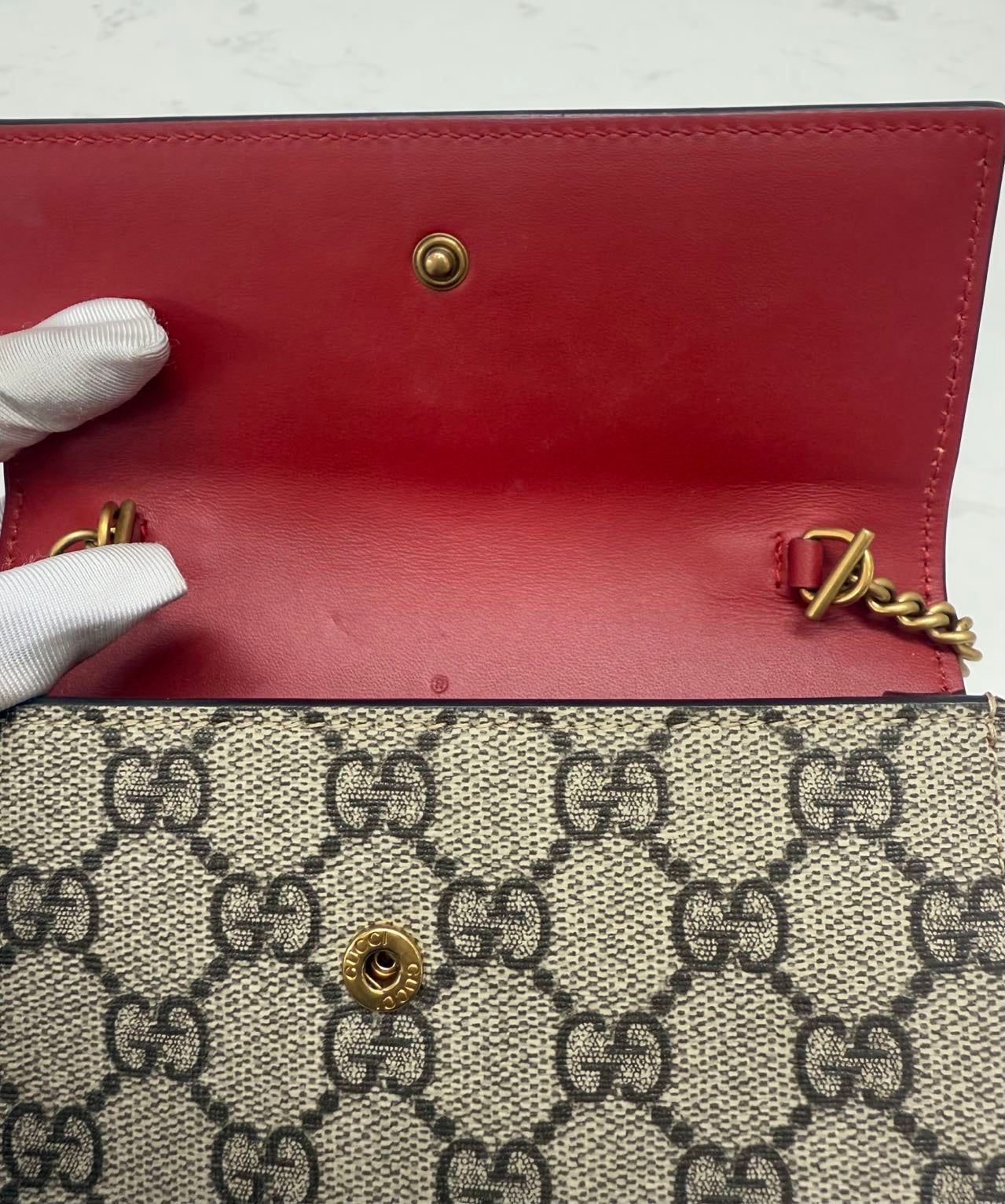 Gucci - Dionysus Cherry Mini Chain Bag - GG Supreme canvas with leather trim and lining - Beige and Red - (mini)