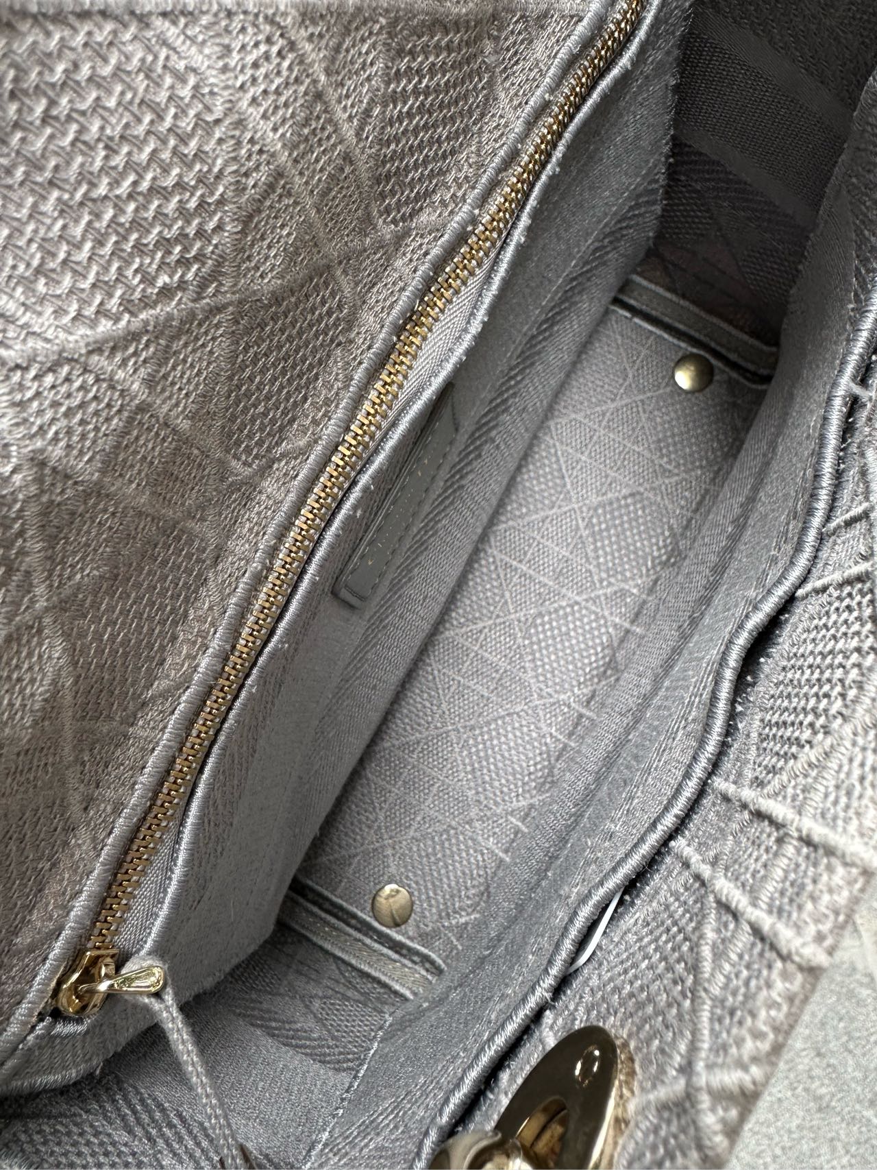 Dior - Lady Dior - Embroidered canvas - Grey - (medium)