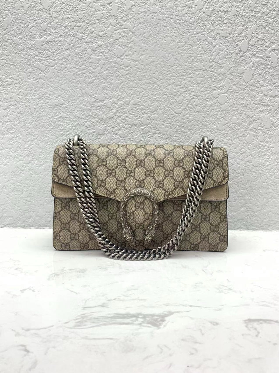 Gucci - Dionysus Shoulder Bag - GG Supreme canvas with suede and leather trim - Beige and Ebony - (Medium)