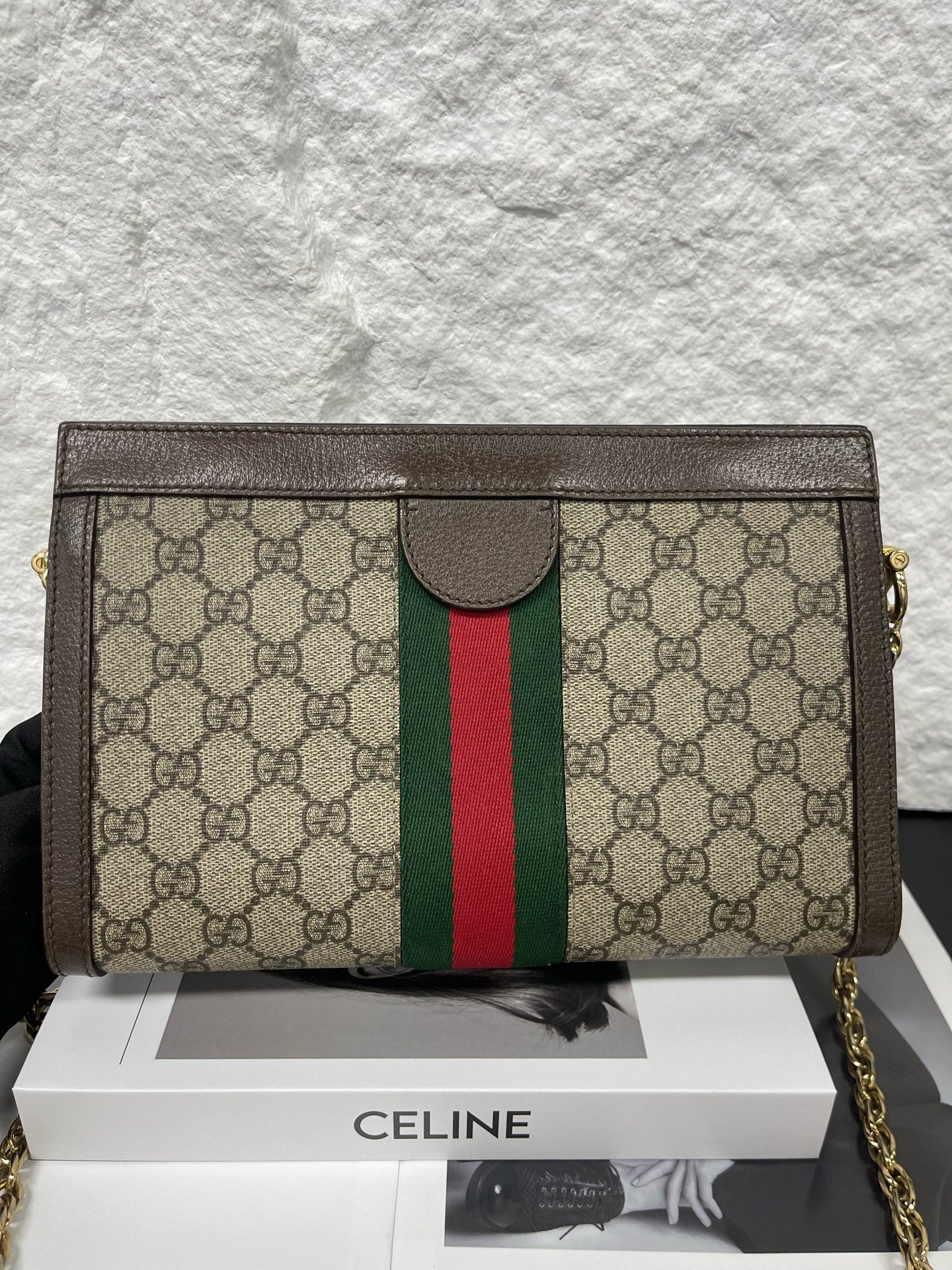 Gucci - Ophidia Small Chain Bag - GG Supreme coated canvas with leather trim - Beige - (small)