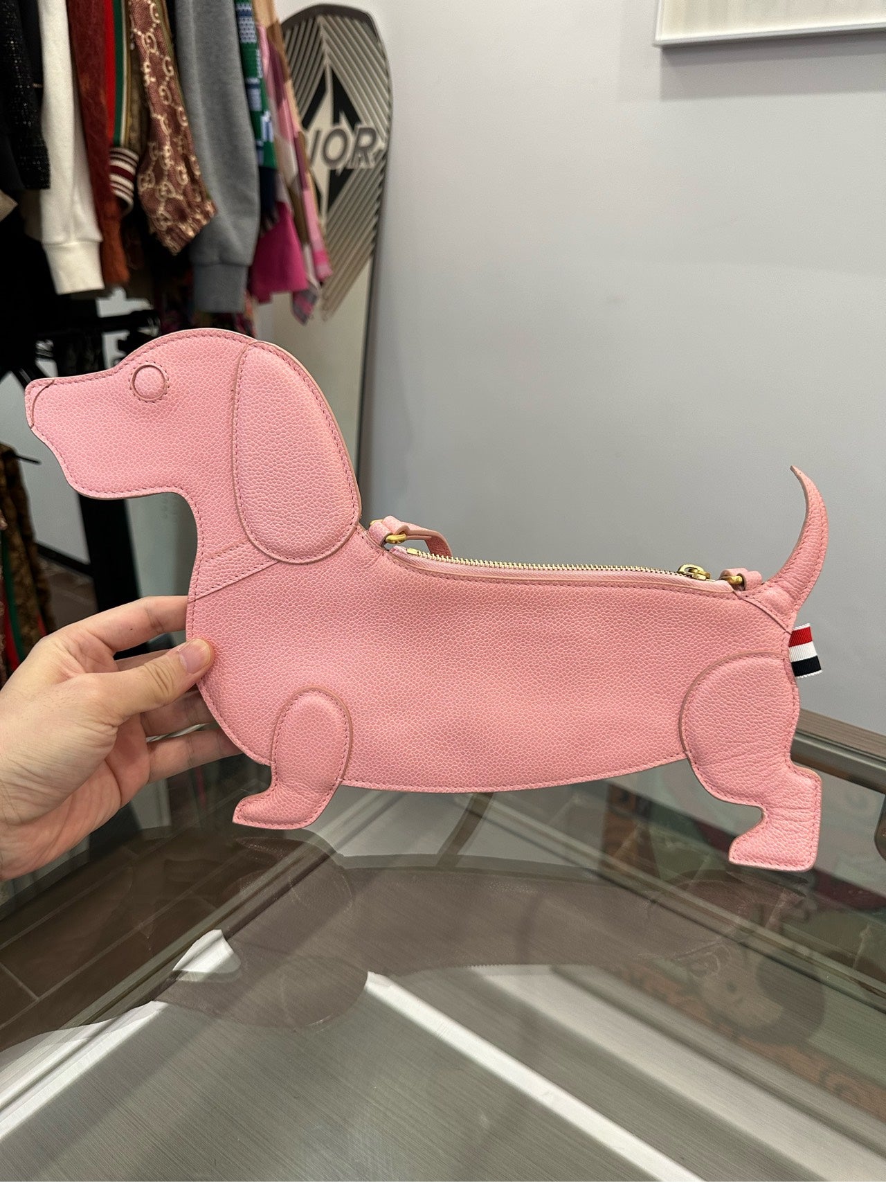 Thom Browne - Dachshund Shoulder Bag - Grained leather - Pink - (Small)