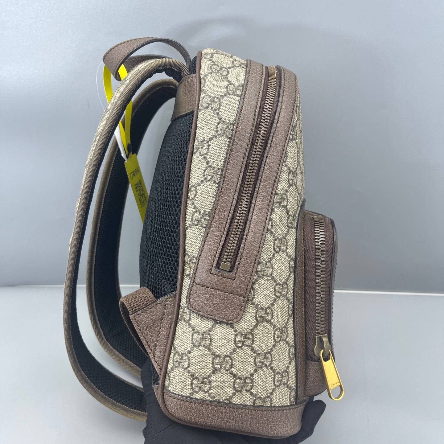 Gucci - Ophidia Backpack - GG Supreme canvas with leather trim - Brown - (small)