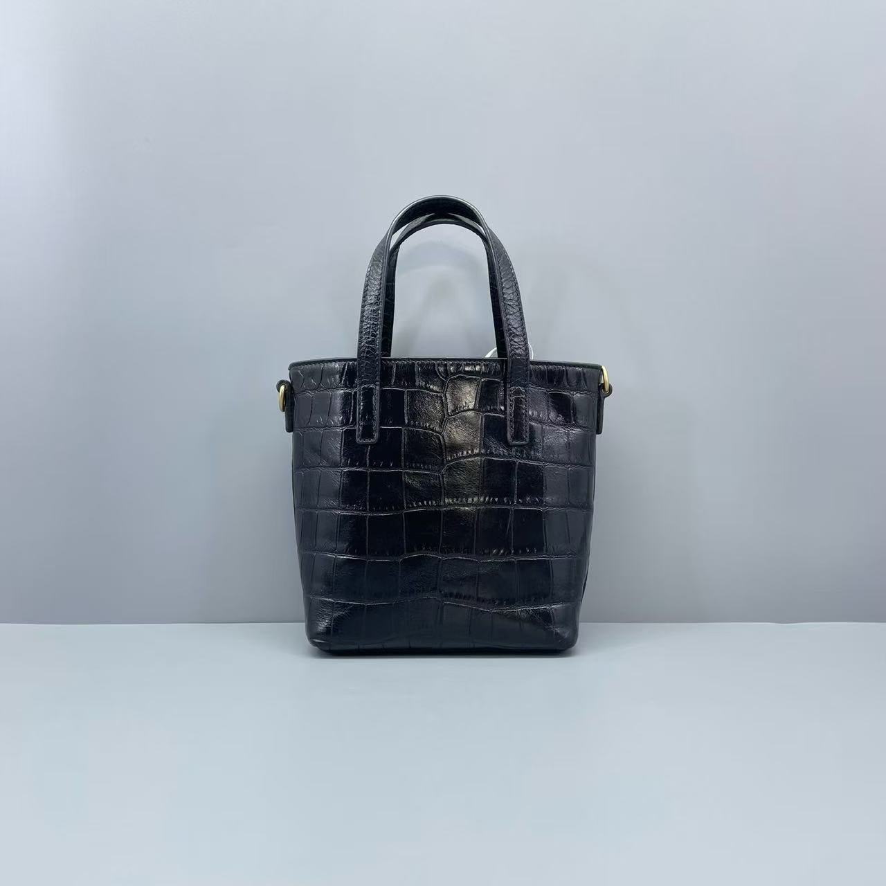 Saint Laurent - Noe Mini Tote - Crocodile-embossed leather - Black - (mini)