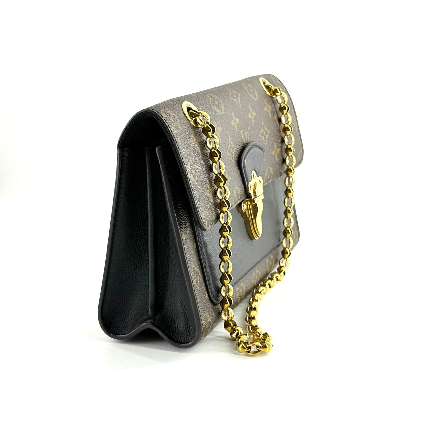 Louis Vuitton - Victoire - Monogram coated canvas with grained leather trim and accents - Brown and Black with Gold-Tone Hardware - (small)