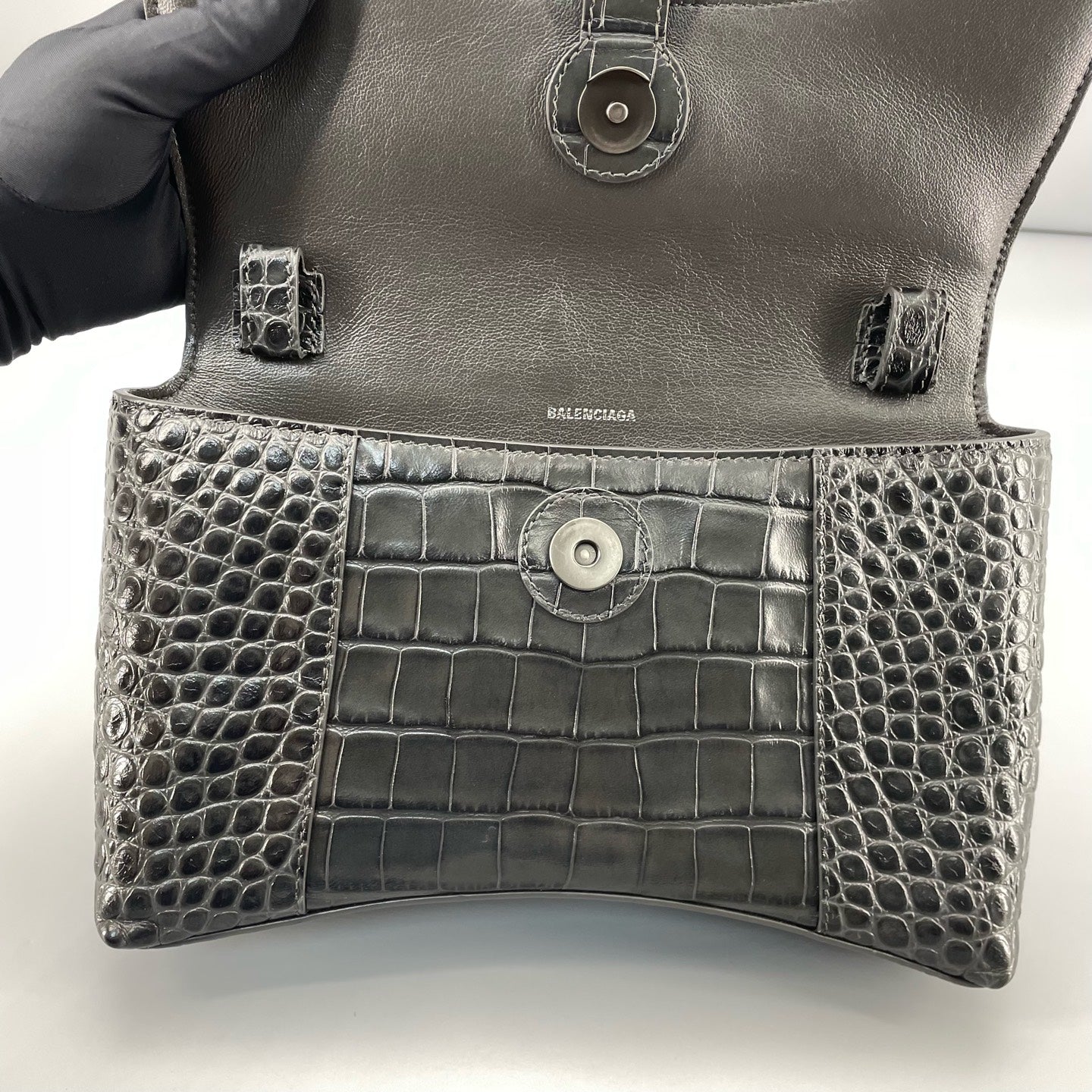 Balenciaga - Hourglass - Leather (crocodile-embossed) - Dark Green - (small)