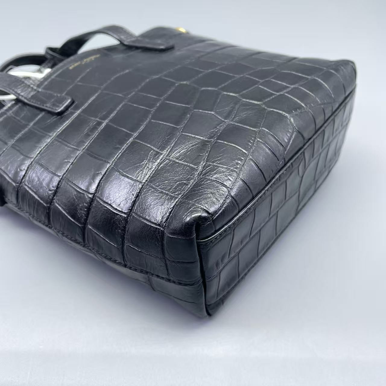 Saint Laurent - Noe Mini Tote - Crocodile-embossed leather - Black - (mini)